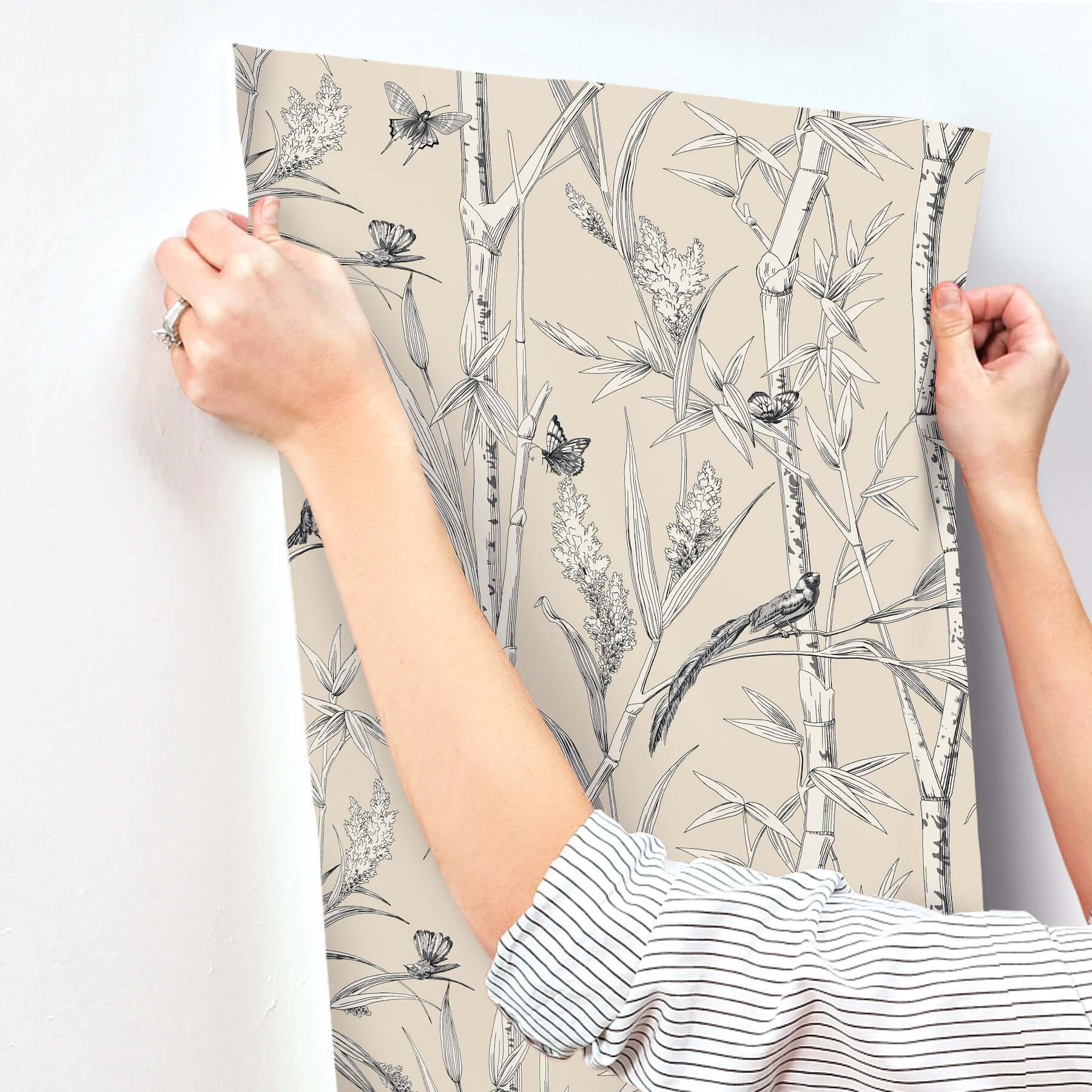 bambou-toile-wallpaper-beige-york-wallcoverings-rt7832 - York Wallcoverings Wallpaper