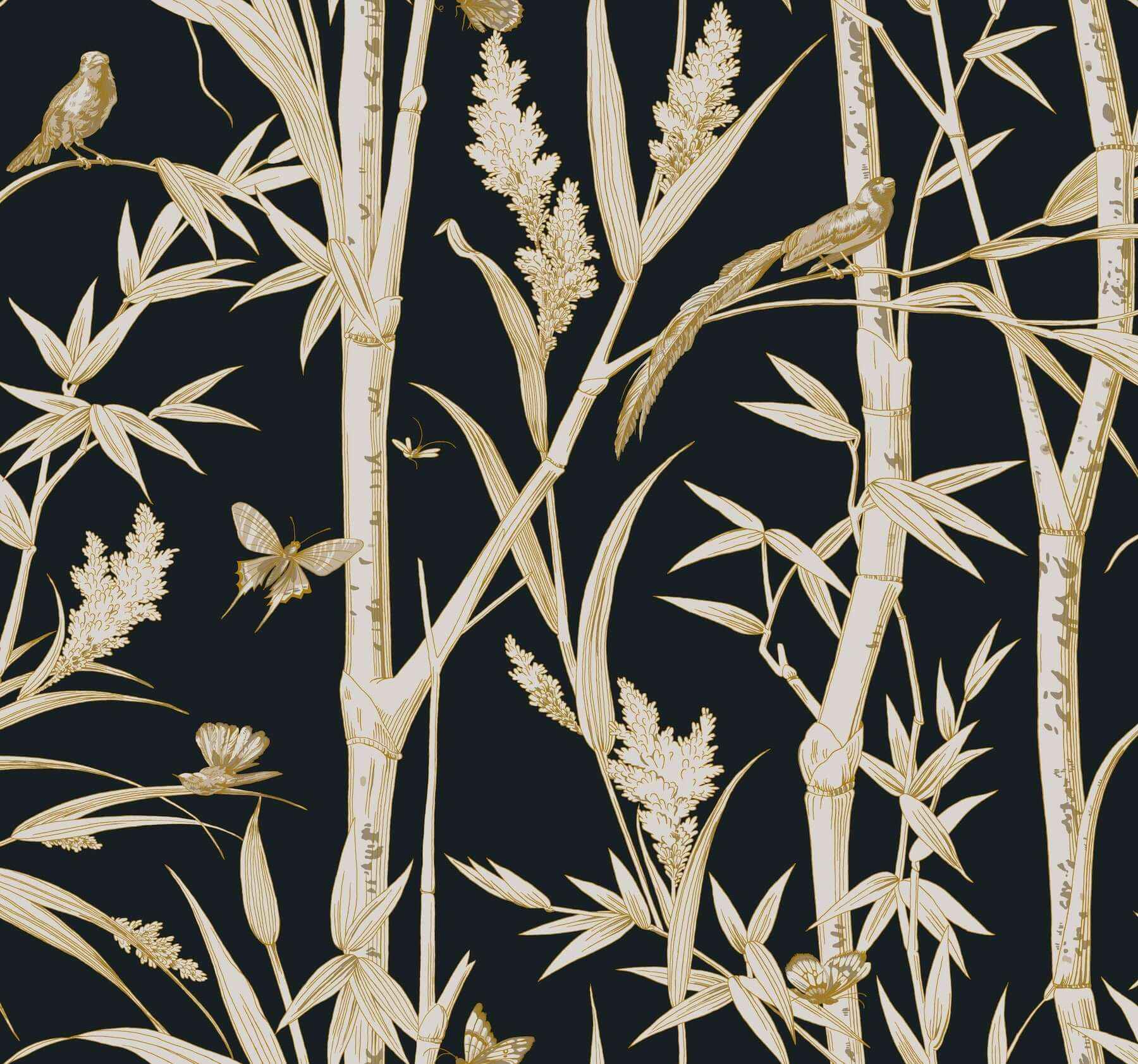Bambou Toile Black Wallpaper - York Wallcoverings - RT7834 - York Wallcoverings Wallpaper
