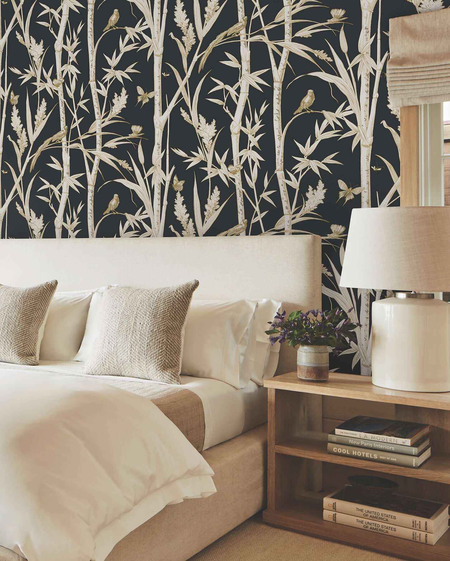 Bambou Toile Black Wallpaper - York Wallcoverings - RT7834 - York Wallcoverings Wallpaper