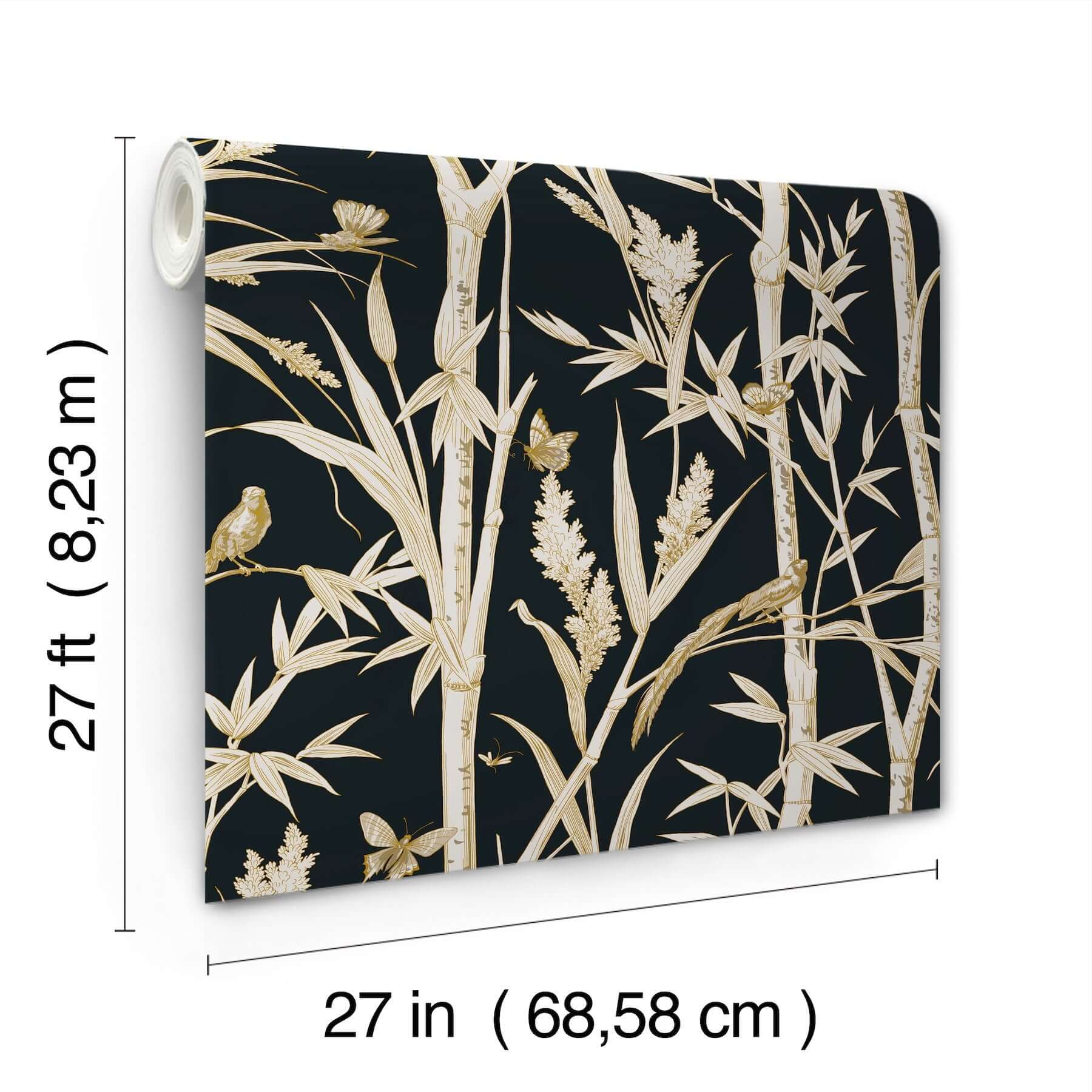 bambou-toile-wallpaper-black-york-wallcoverings-rt7834 - York Wallcoverings Wallpaper