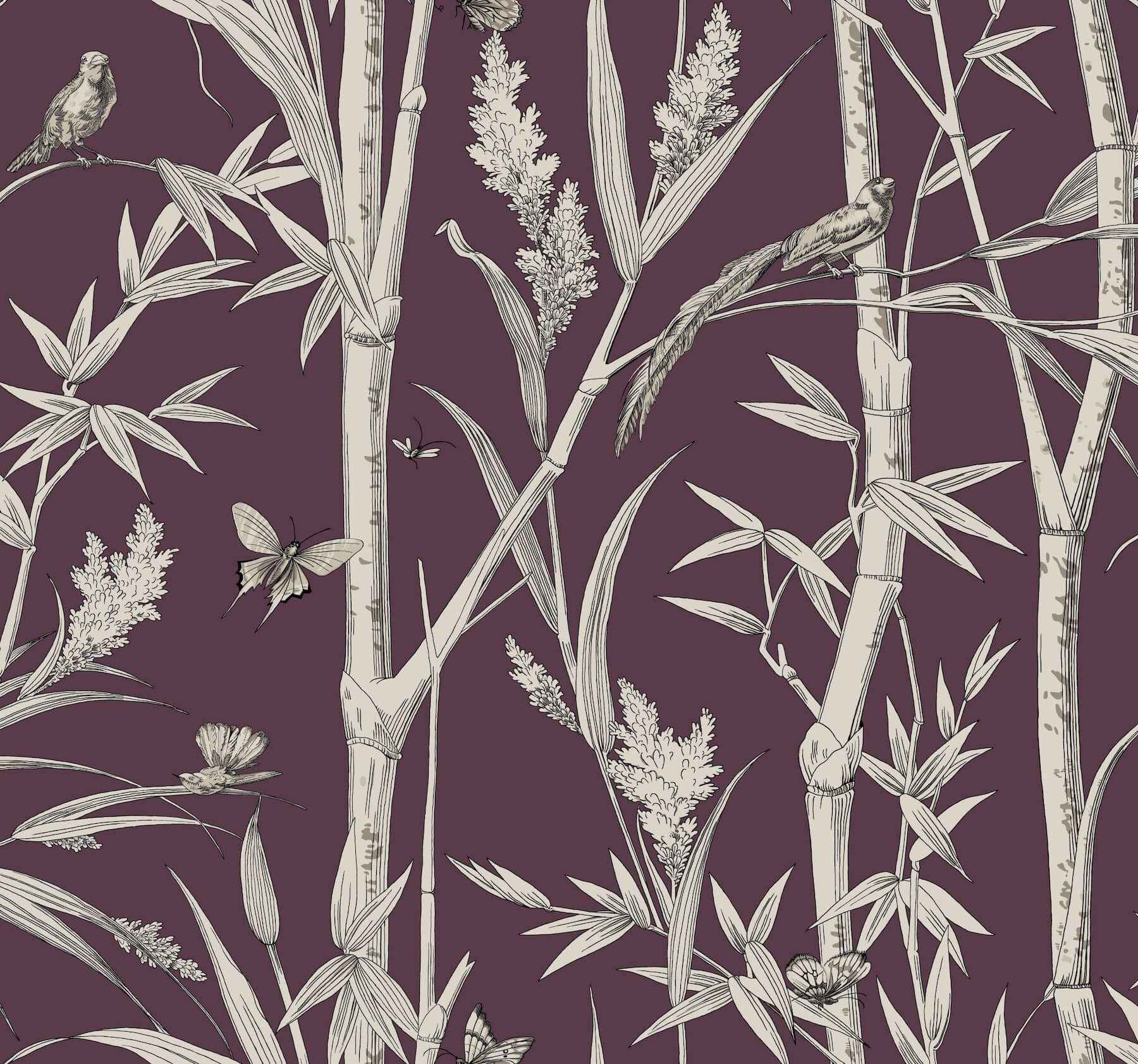Bambou Toile Burgundy Wallpaper - York Wallcoverings - RT7835 - York Wallcoverings Wallpaper