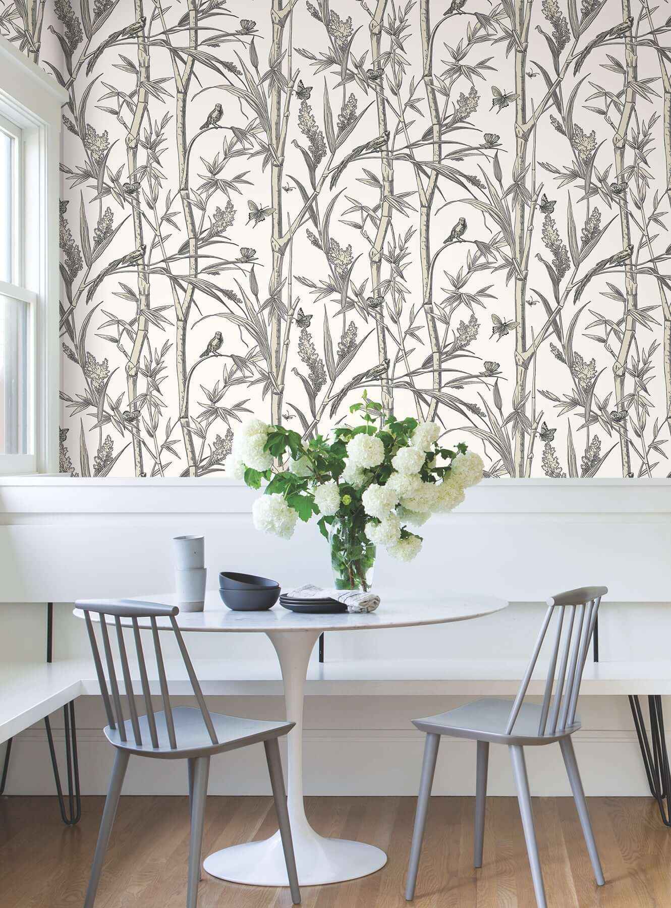 Bambou Toile White Wallpaper - York Wallcoverings - RT7836 - York Wallcoverings Wallpaper