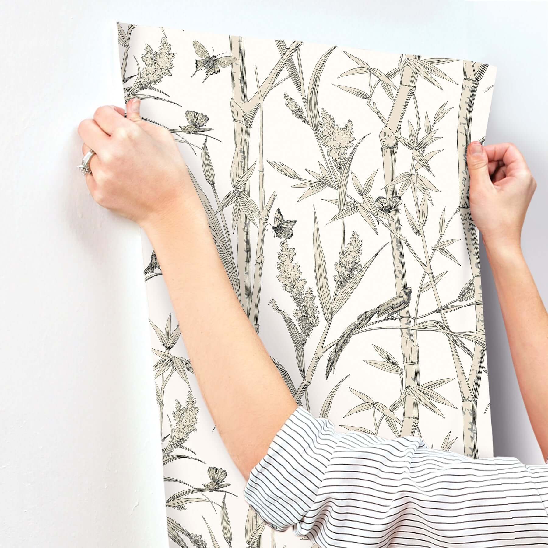 bambou-toile-wallpaper-white-york-wallcoverings-rt7836 - York Wallcoverings Wallpaper
