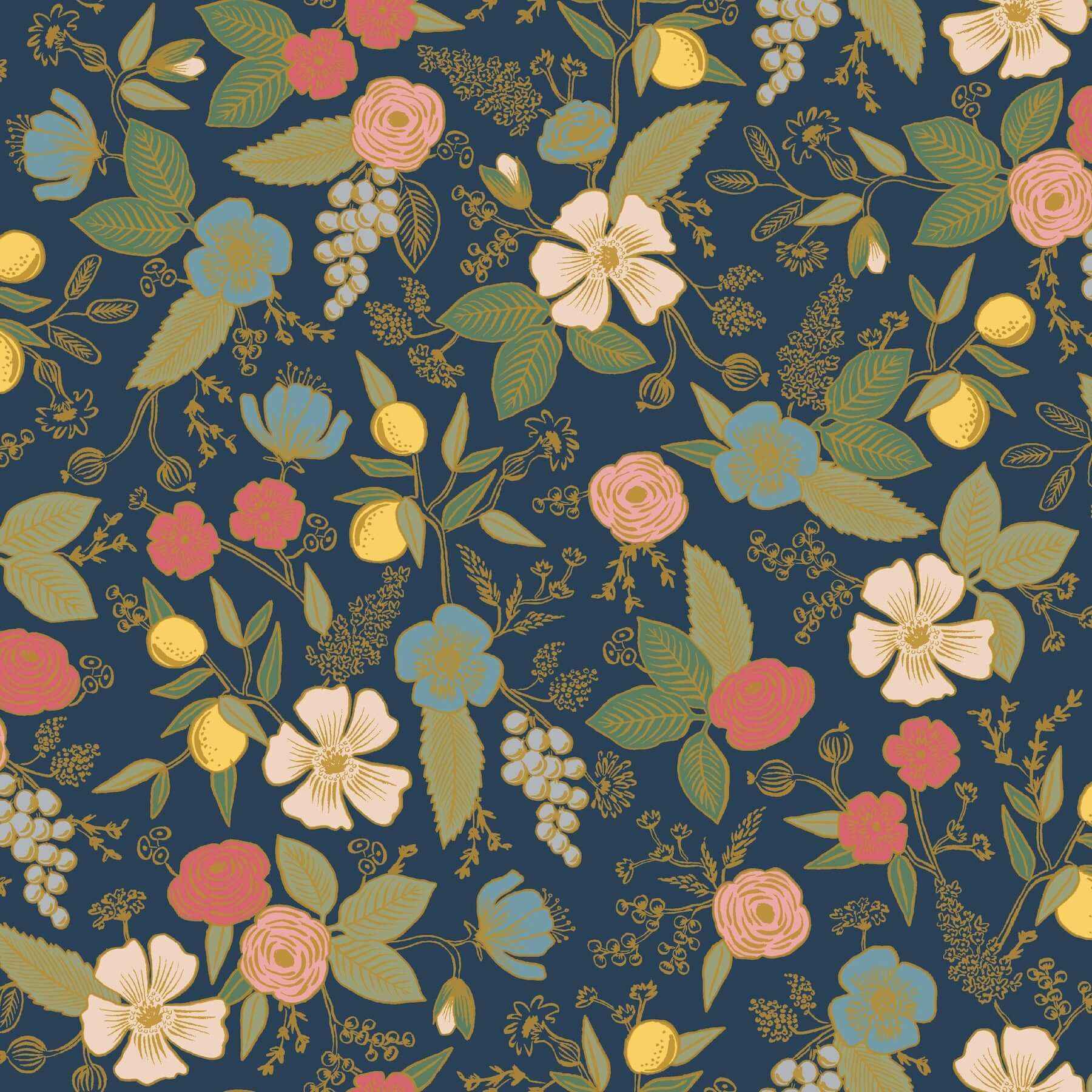Colette Navy Peel & Stick Wallpaper - York Wallcoverings - PSW1534RL