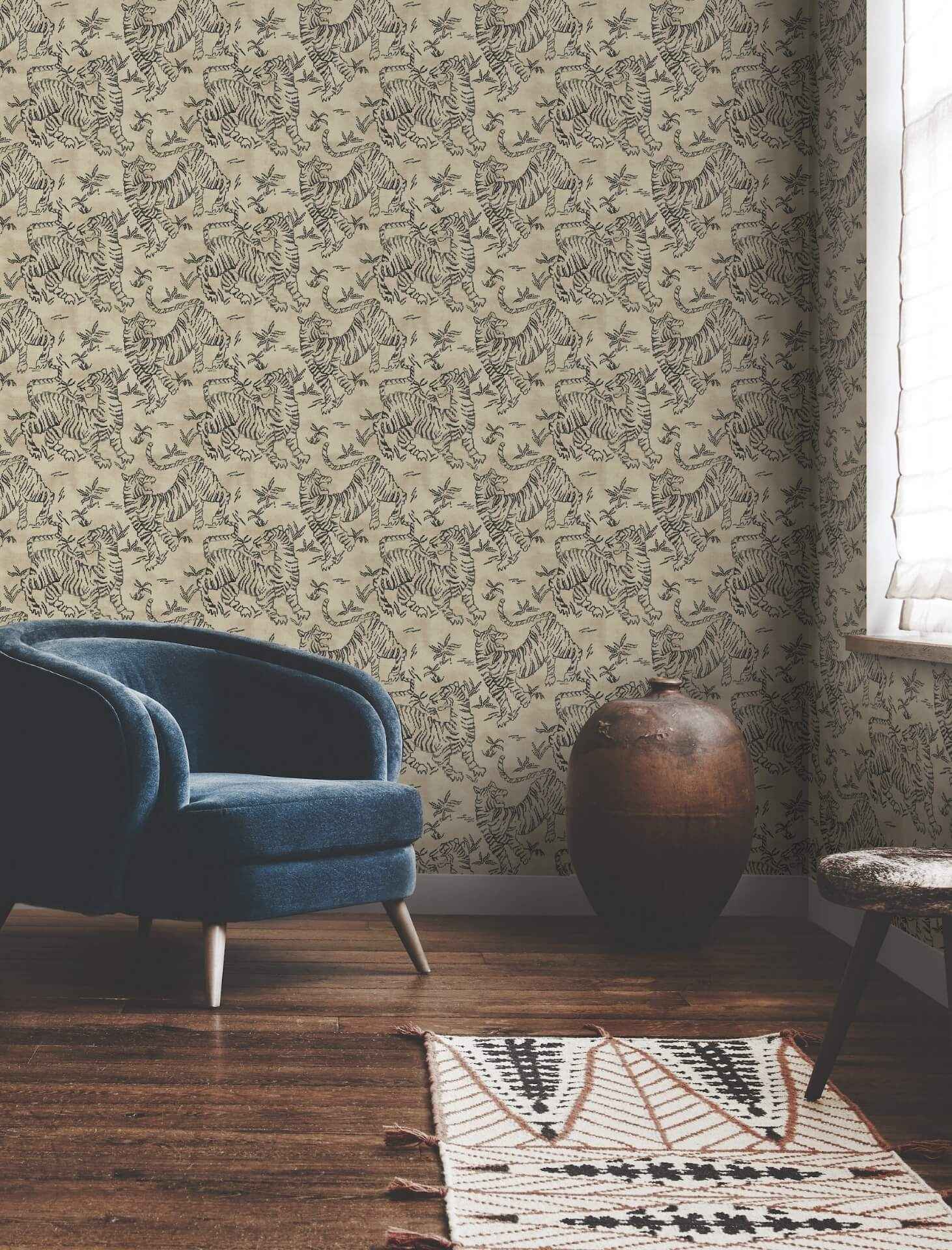 Orly Tigers Taupe Wallpaper - York Wallcoverings - LM5332 - York Wallcoverings Wallpaper