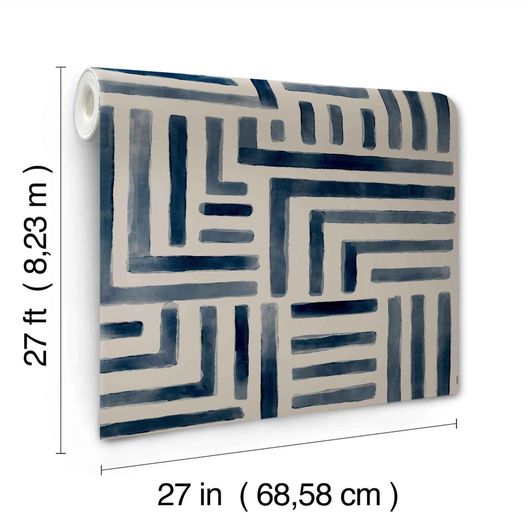Painterly Labyrinth Navy Wallpaper - York Wallcoverings - LM5361 - York Wallcoverings Wallpaper