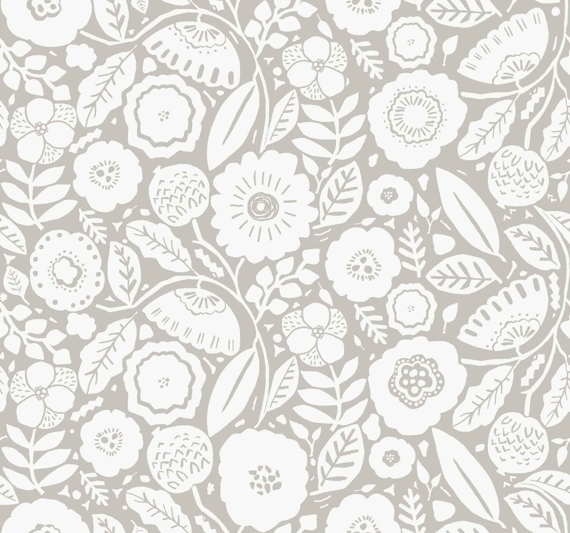 Camille Blossom Grey Wallpaper - York Wallcoverings - LM5393