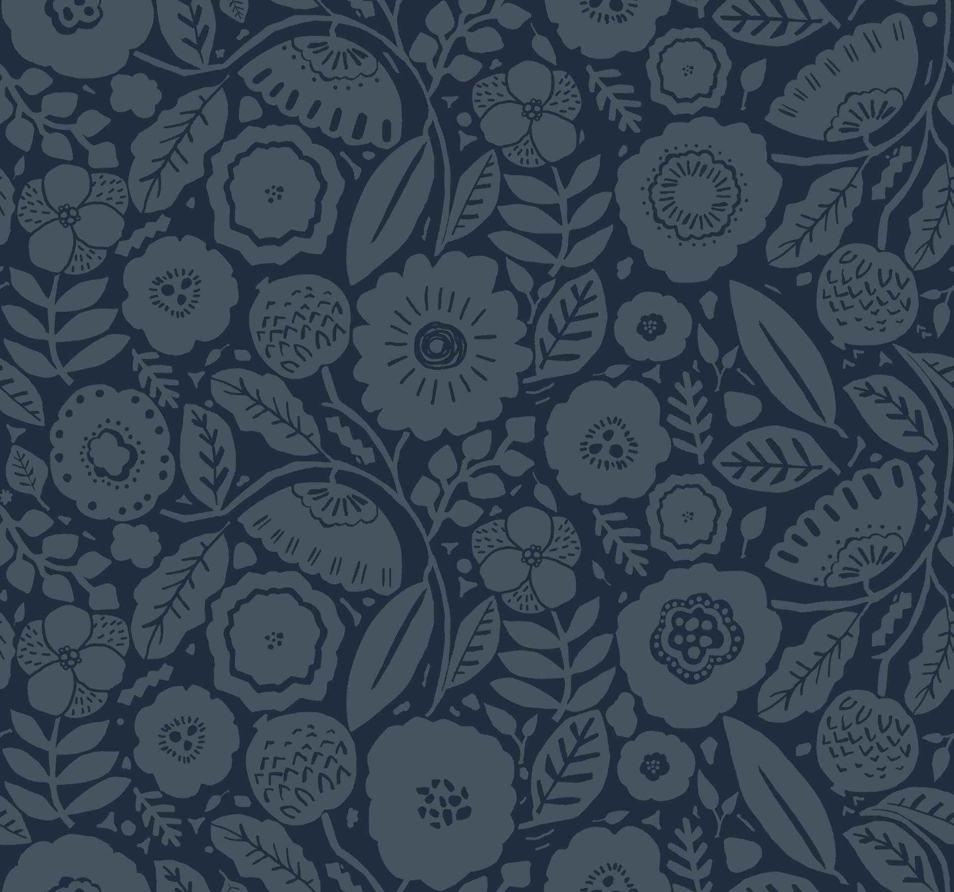 Camille Blossom Indigo Wallpaper - York Wallcoverings - LM5396