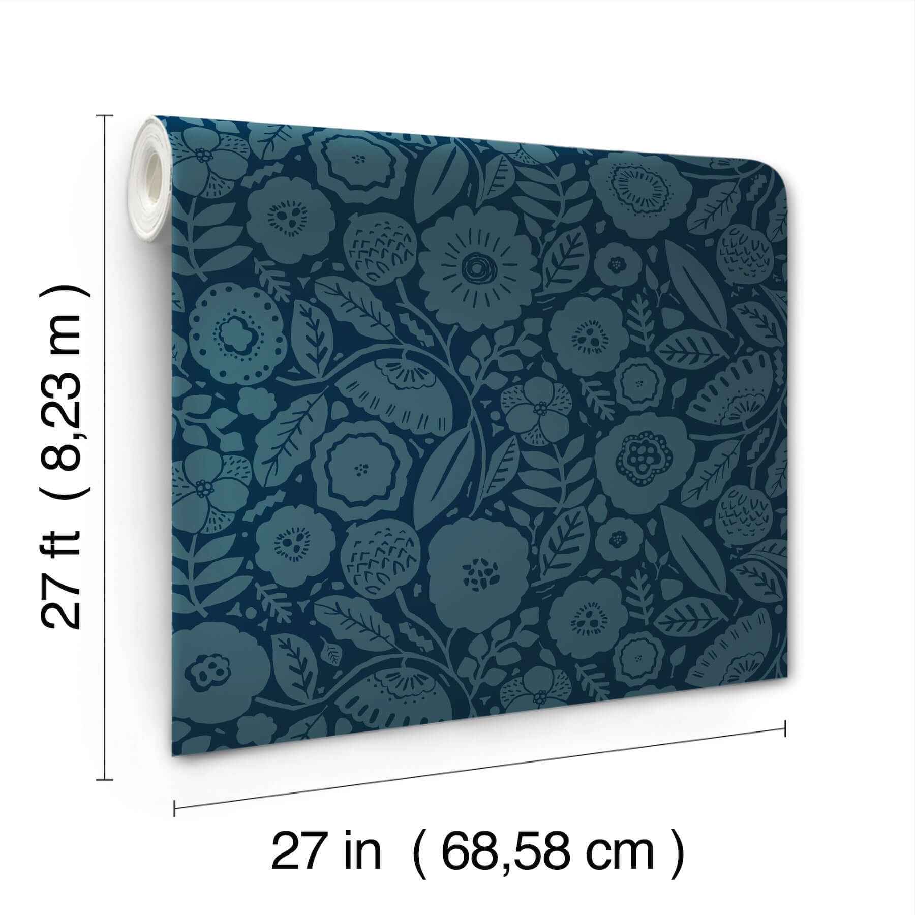 Camille Blossom Indigo Wallpaper - York Wallcoverings - LM5396 - York Wallcoverings Wallpaper