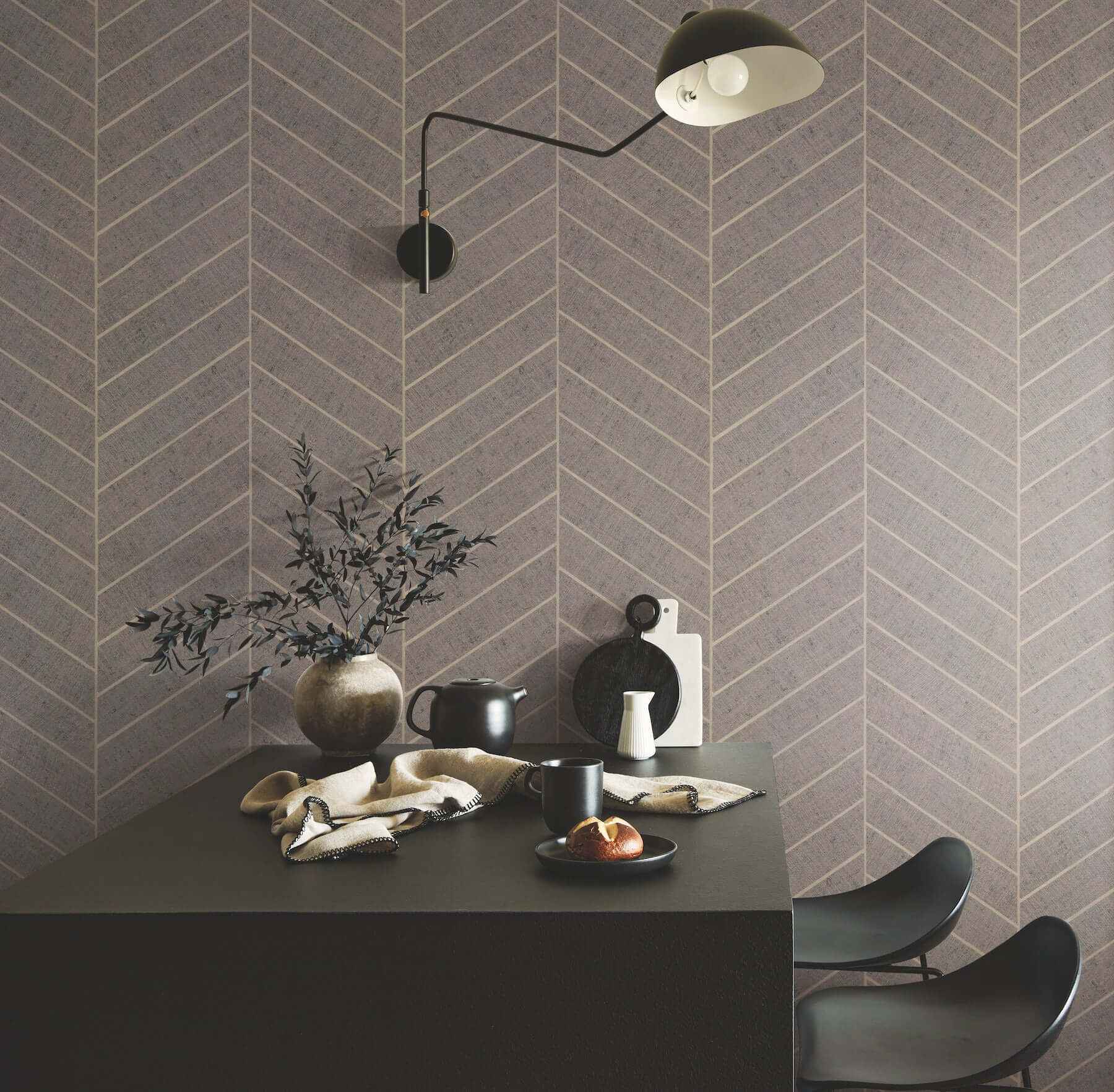 Atelier Herringbone Natural Grey Wallpaper - York Wallcoverings - HO2110GV - York Wallcoverings Wallpaper