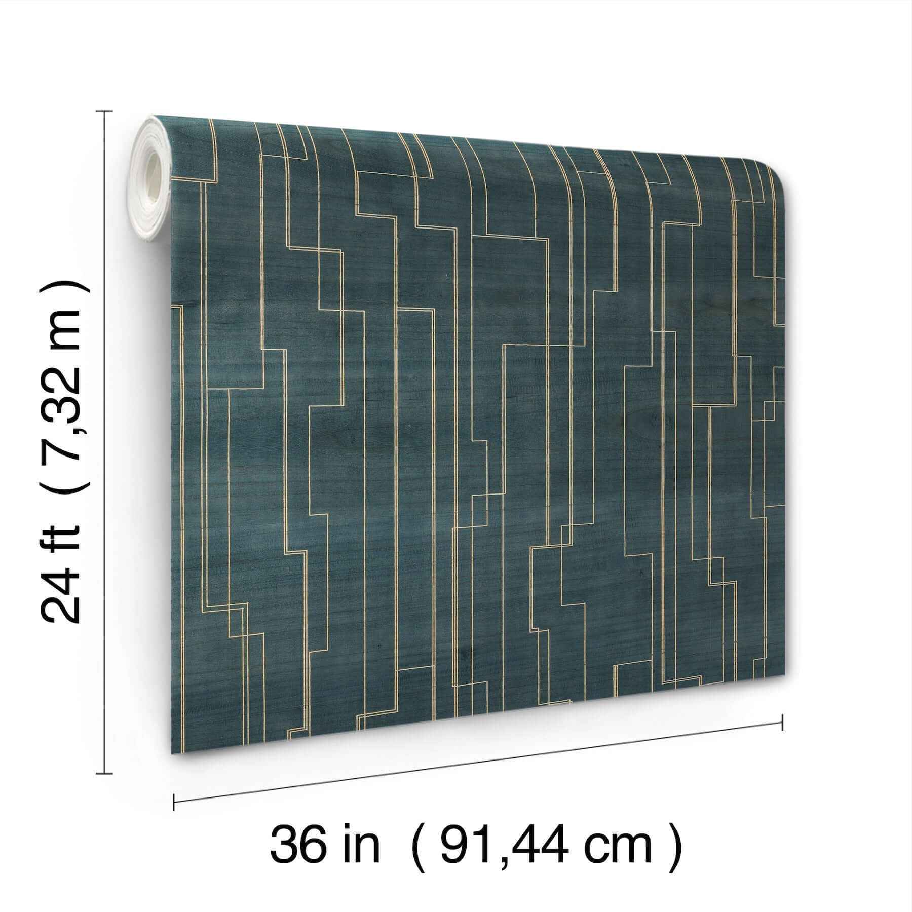 Inlay Line Peacock Wallpaper - York Wallcoverings - GV0258 - York Wallcoverings Wallpaper