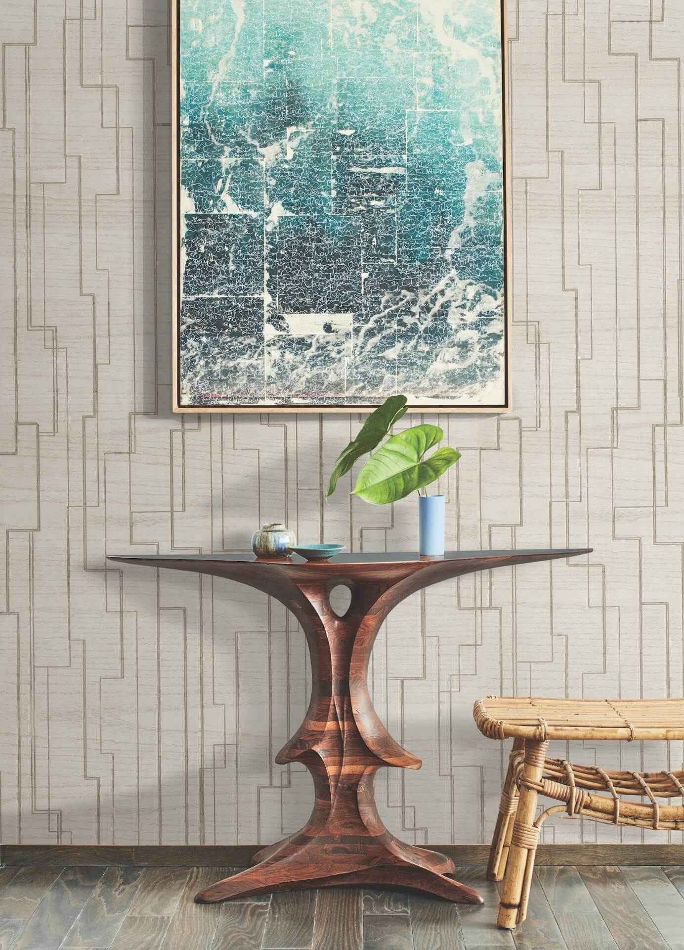 Inlay Line White Wallpaper - York Wallcoverings - GV0257 - York Wallcoverings Wallpaper
