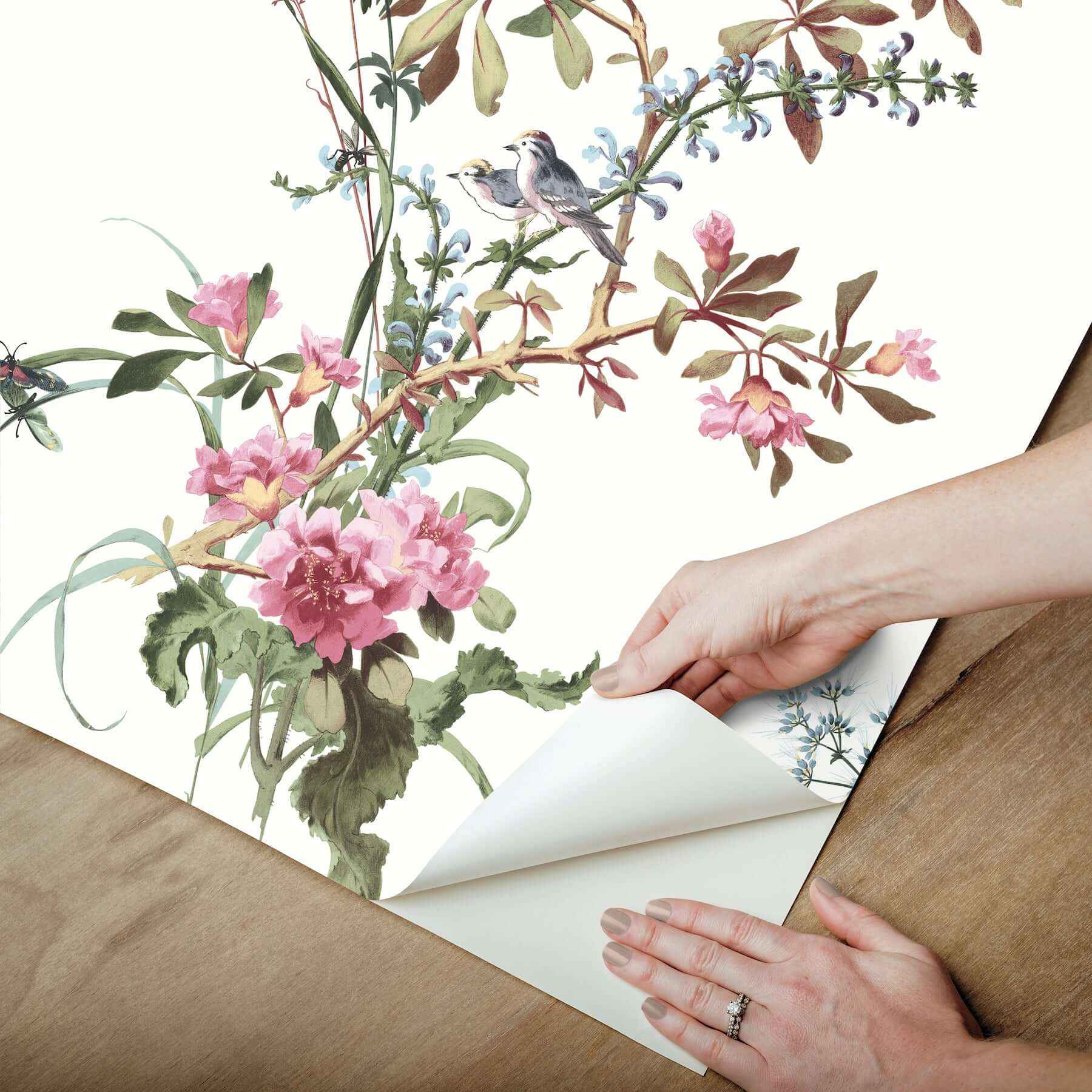 Wild Flowers Rose Peel & Stick Wallpaper - York Wallcoverings - PSW1366RL - York Wallcoverings Wallpaper