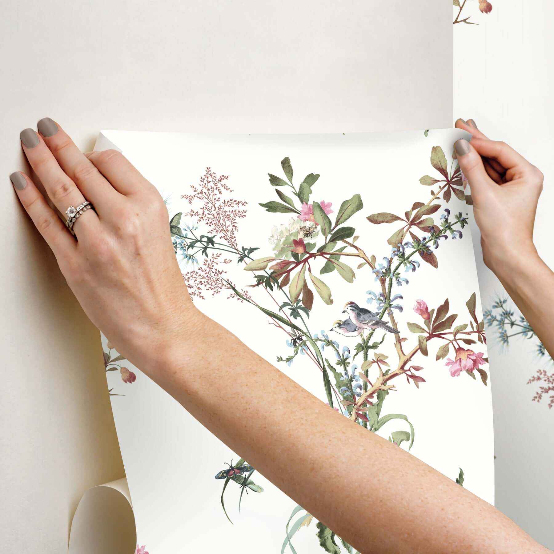 Wild Flowers Rose Peel & Stick Wallpaper - York Wallcoverings - PSW1366RL - York Wallcoverings Wallpaper