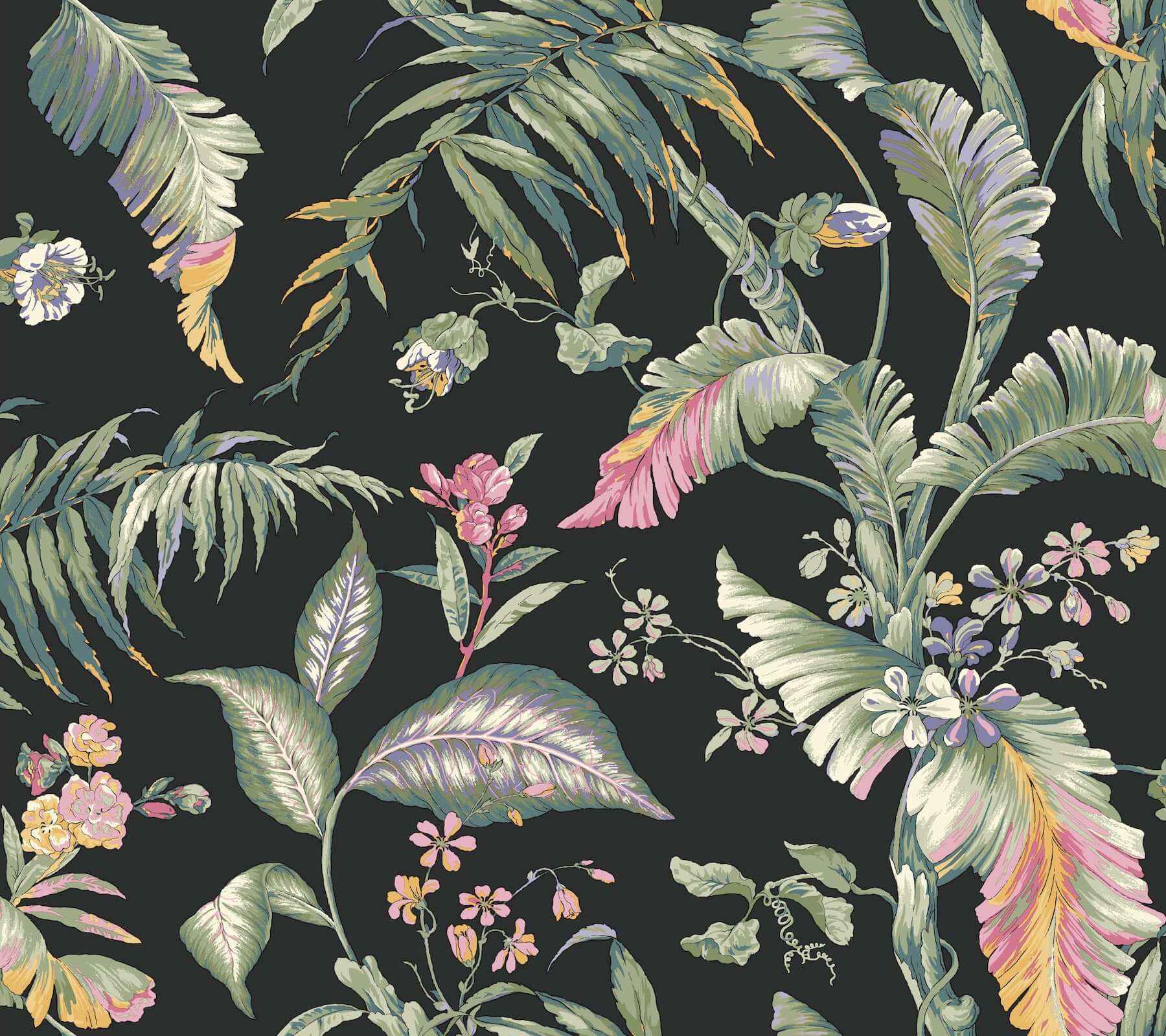 Fiji Garden Black Peel & Stick Wallpaper - York Wallcoverings - PSW1368RL - York Wallcoverings Wallpaper