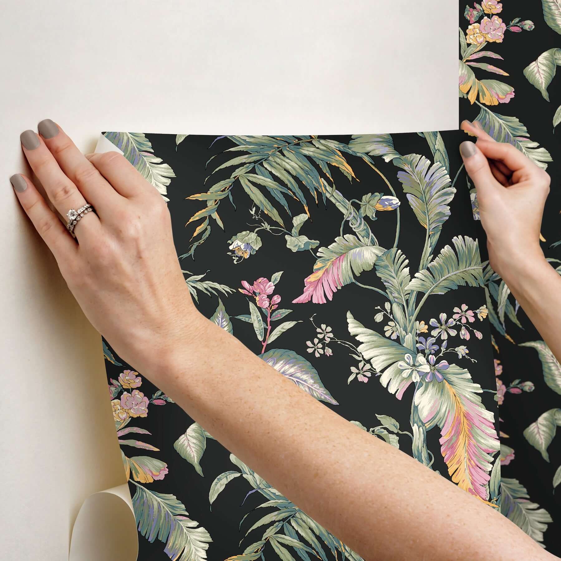 fiji-garden-black-peel-stick-wallpaper-york-wallcoverings-psw1368rl - York Wallcoverings Wallpaper