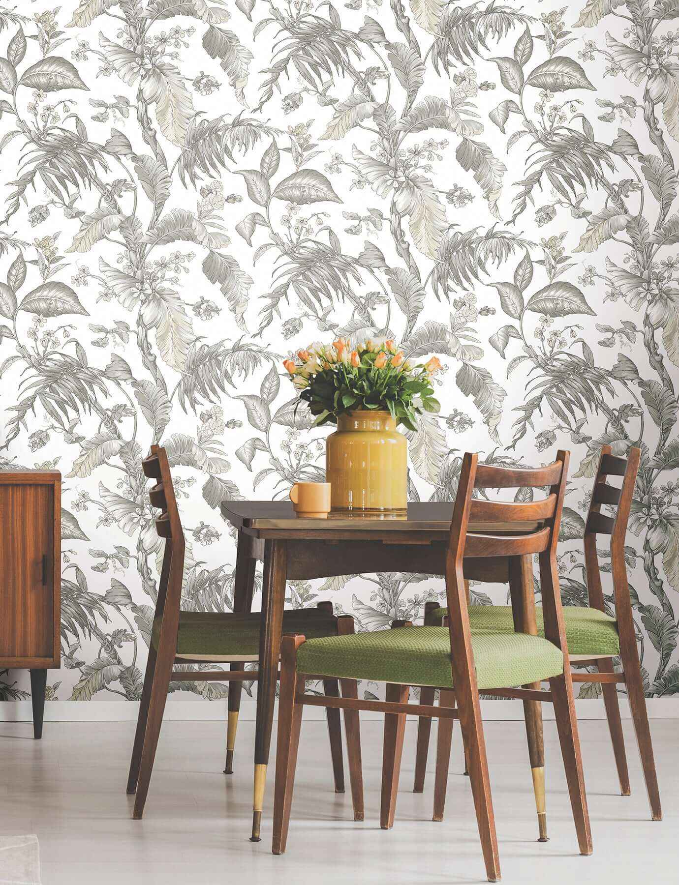 Fiji Garden White Peel & Stick Wallpaper - York Wallcoverings - PSW1371RL - York Wallcoverings Wallpaper