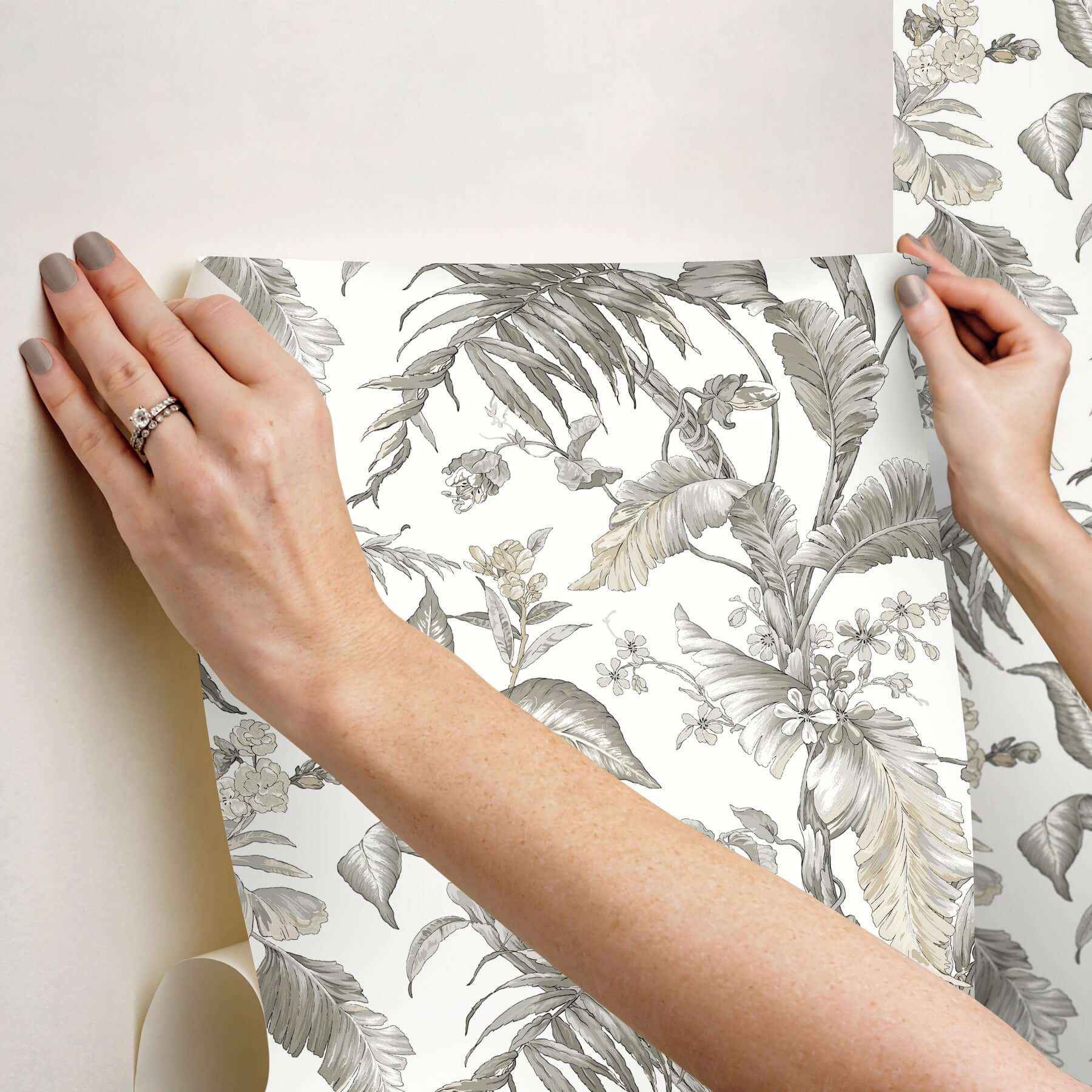 Fiji Garden White Peel & Stick Wallpaper - York Wallcoverings - PSW1371RL - York Wallcoverings Wallpaper