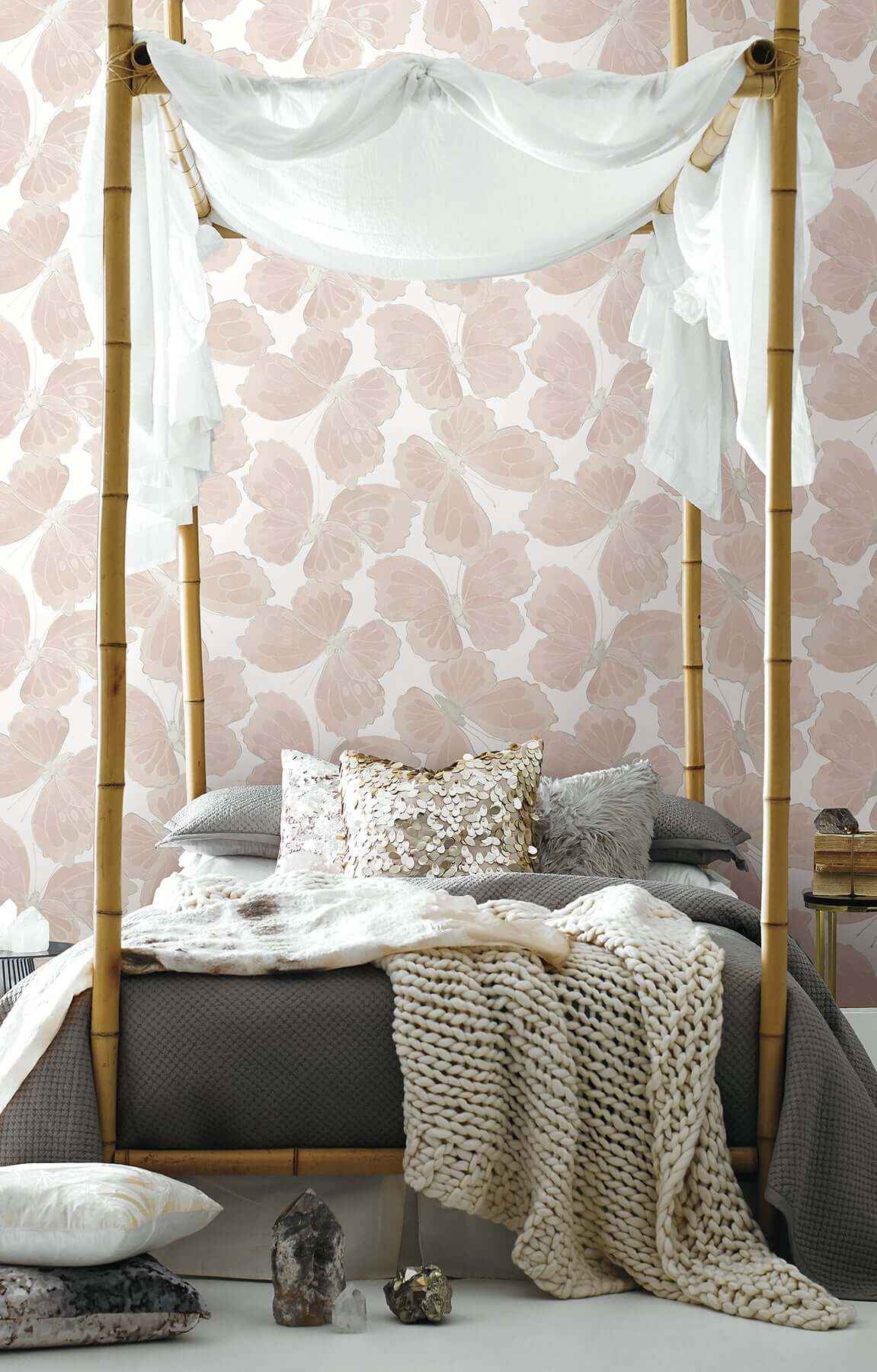 Monarch Pink Peel & Stick Wallpaper - York Wallcoverings - PSW1567RL
