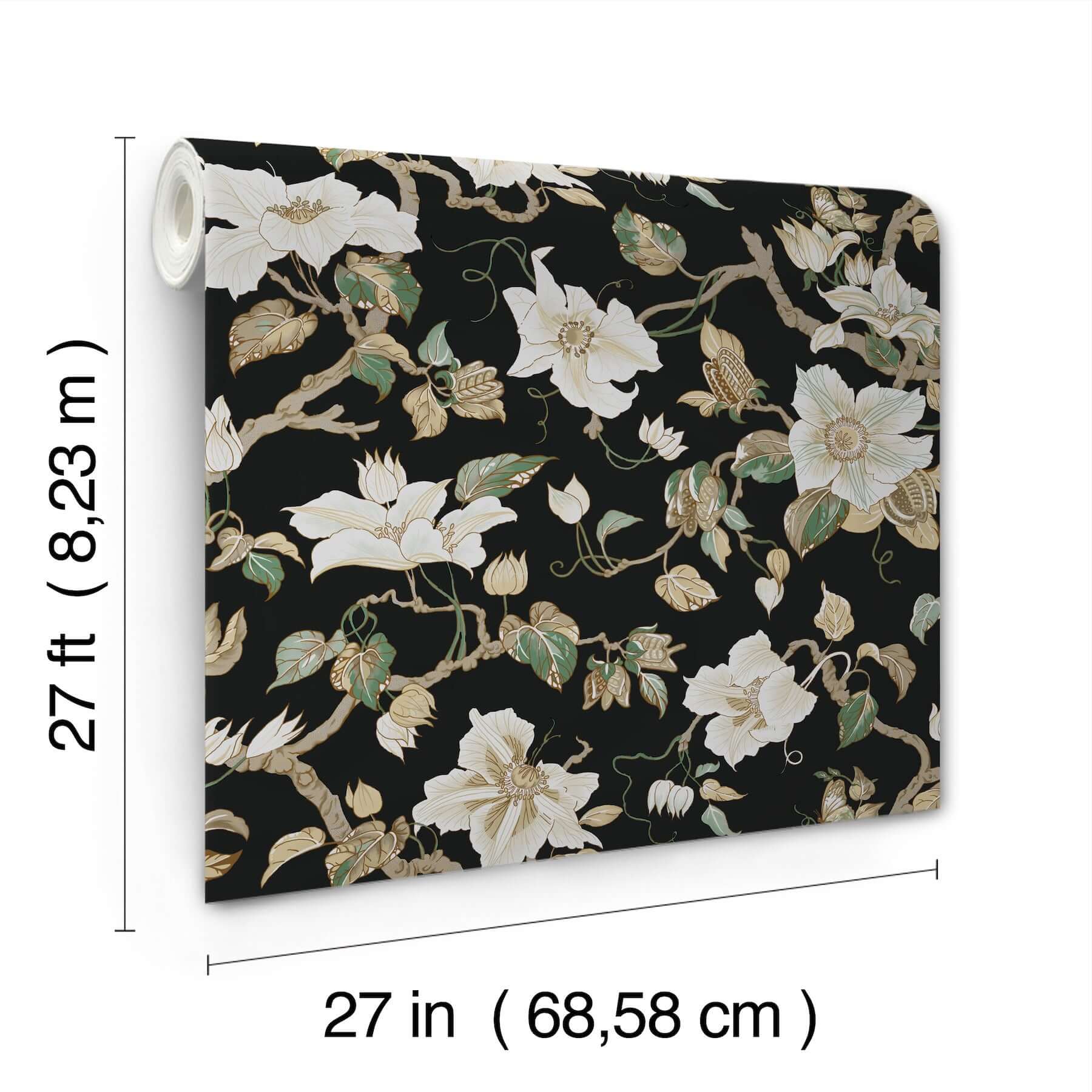marguerite-vine-black-wallpaper-york-wallcoverings-gt4514 - York Wallcoverings Wallpaper