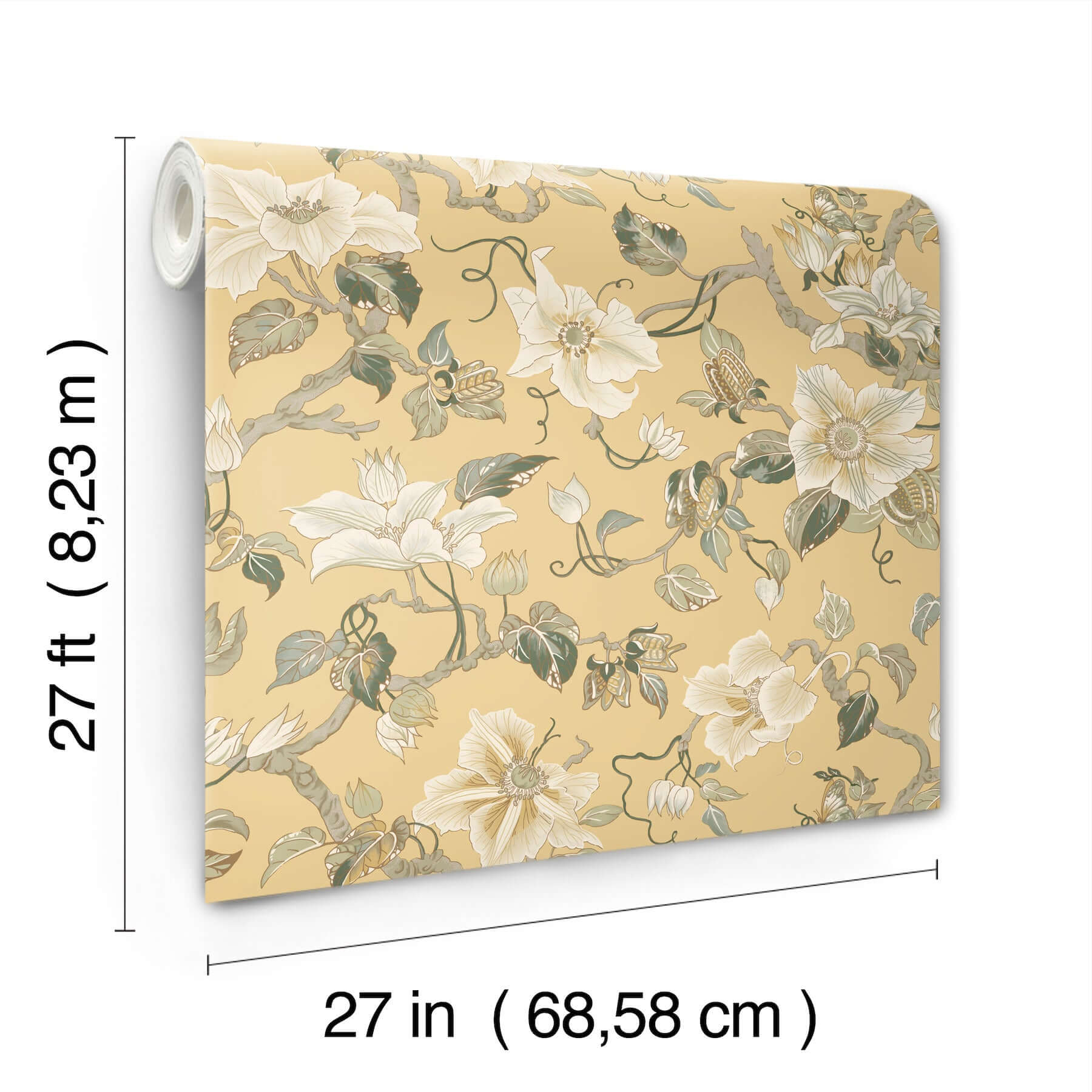 marguerite-vine-yellow-wallpaper-york-wallcoverings-gt4515 - York Wallcoverings Wallpaper