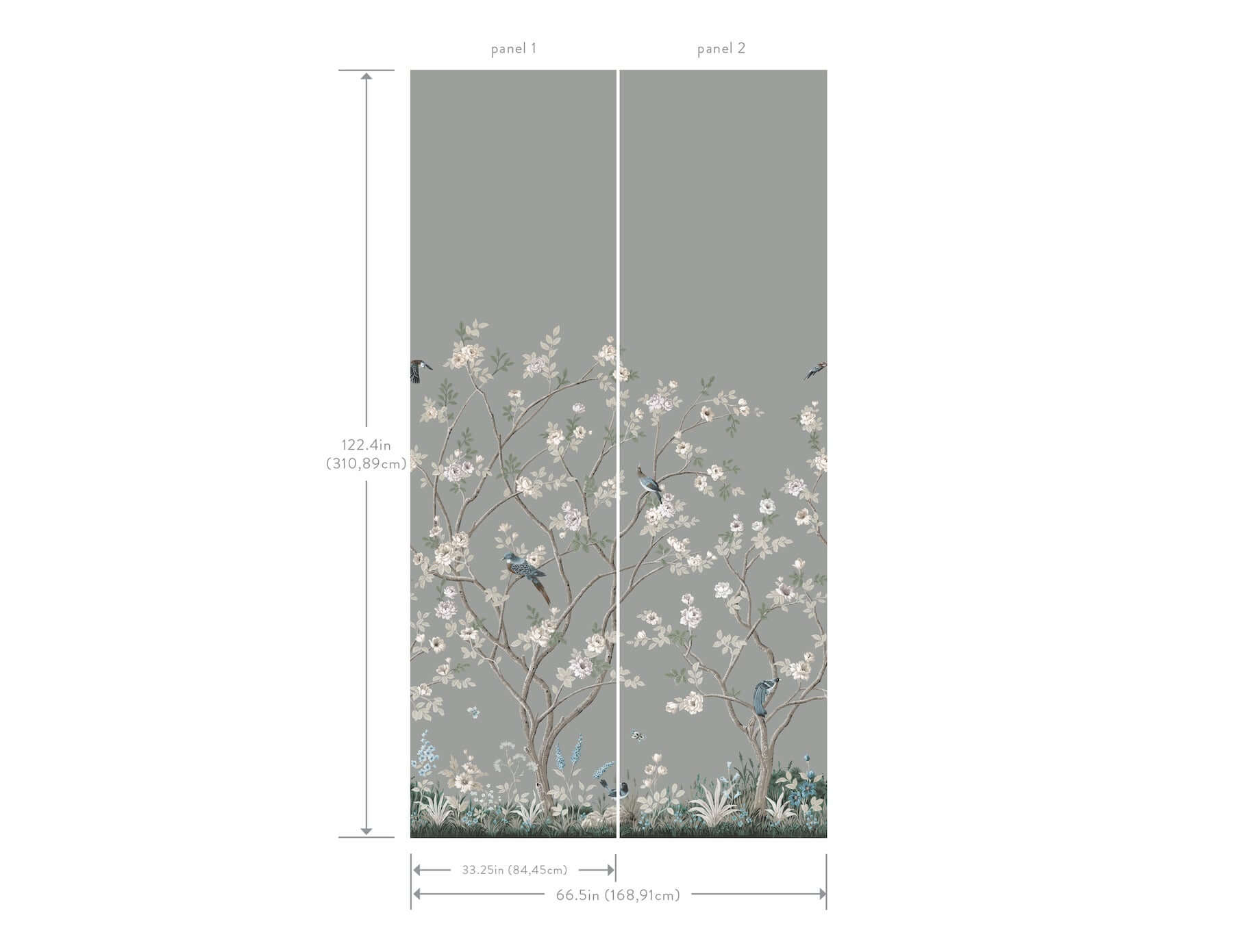 lingering-garden-grey-wall-mural-york-wallcoverings-mu0313m - York Wallcoverings Wallpaper