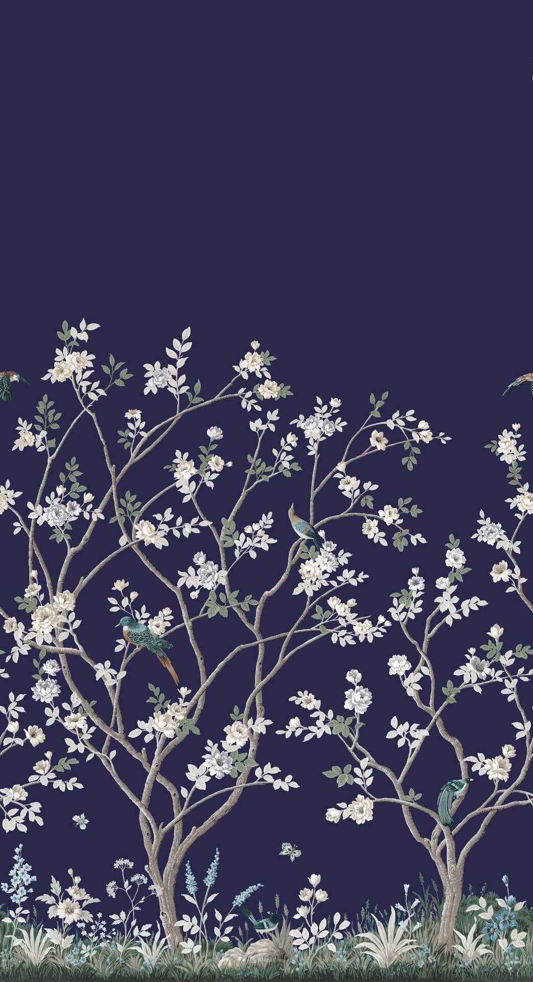 Lingering Garden Navy Wall Mural - York Wallcoverings - MU0315M - York Wallcoverings Wallpaper