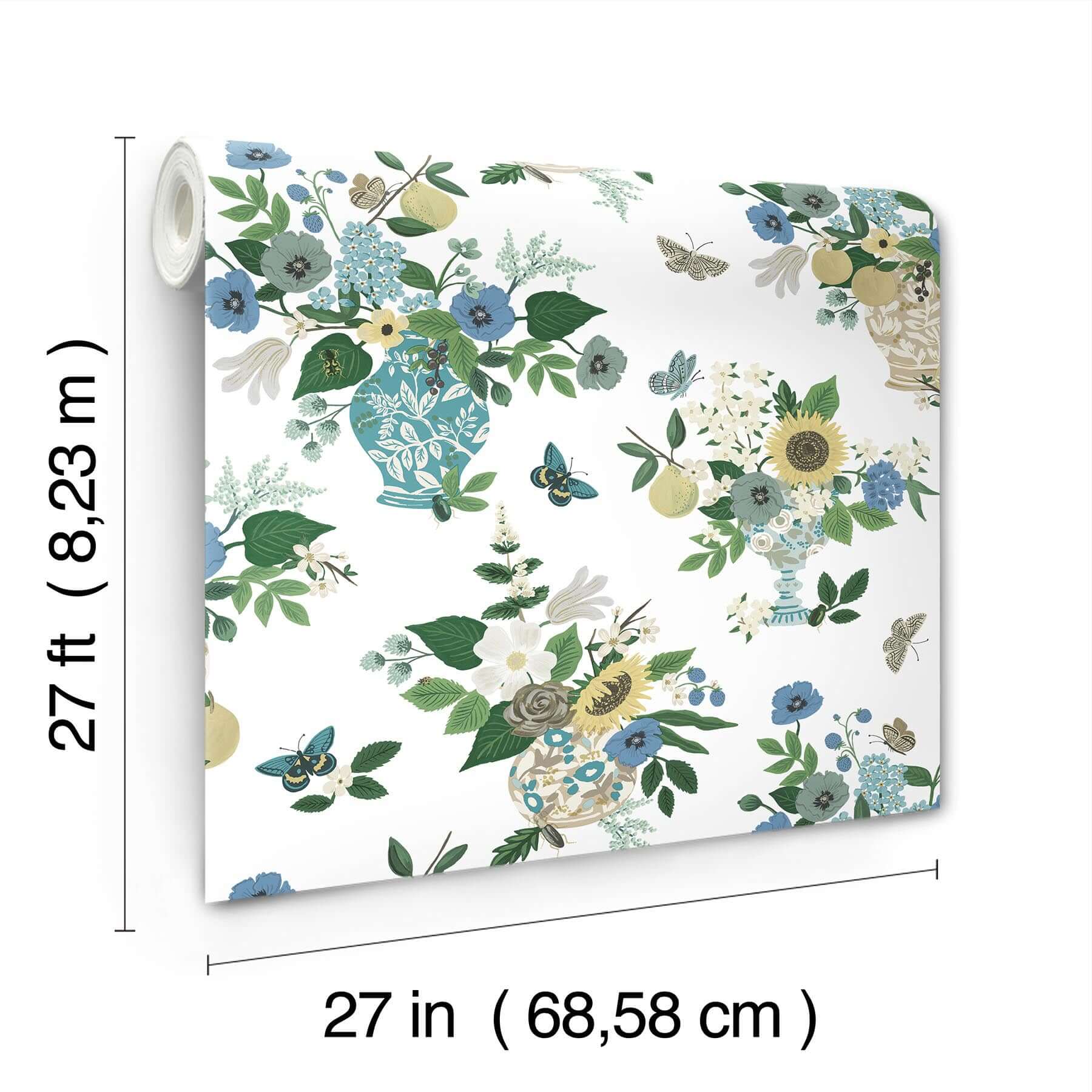 flower-studies-wallpaper-blue-multi-york-wallcoverings-rf7401 - York Wallcoverings Wallpaper