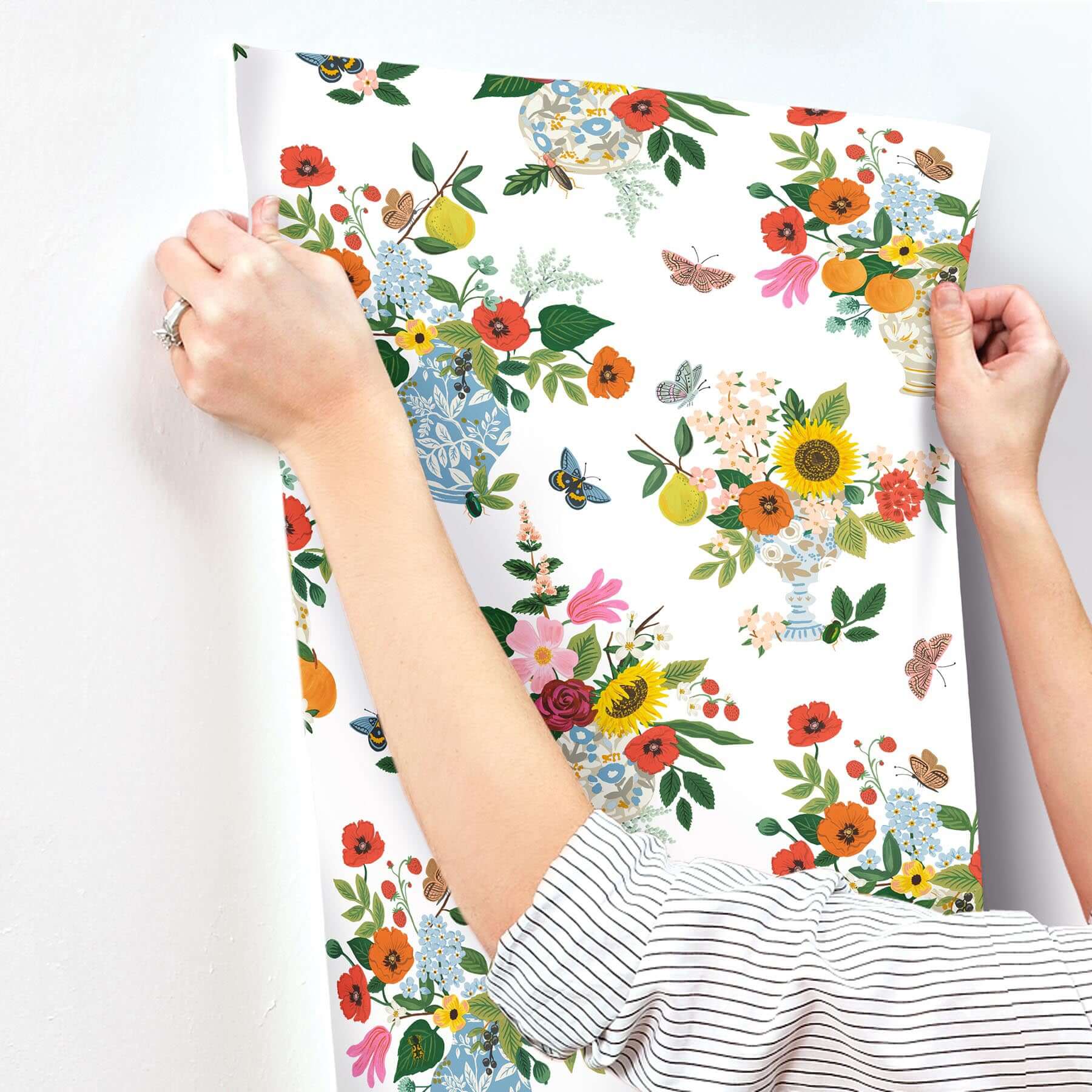 flower-studies-wallpaper-bright-multi-york-wallcoverings-rf7402 - York Wallcoverings Wallpaper