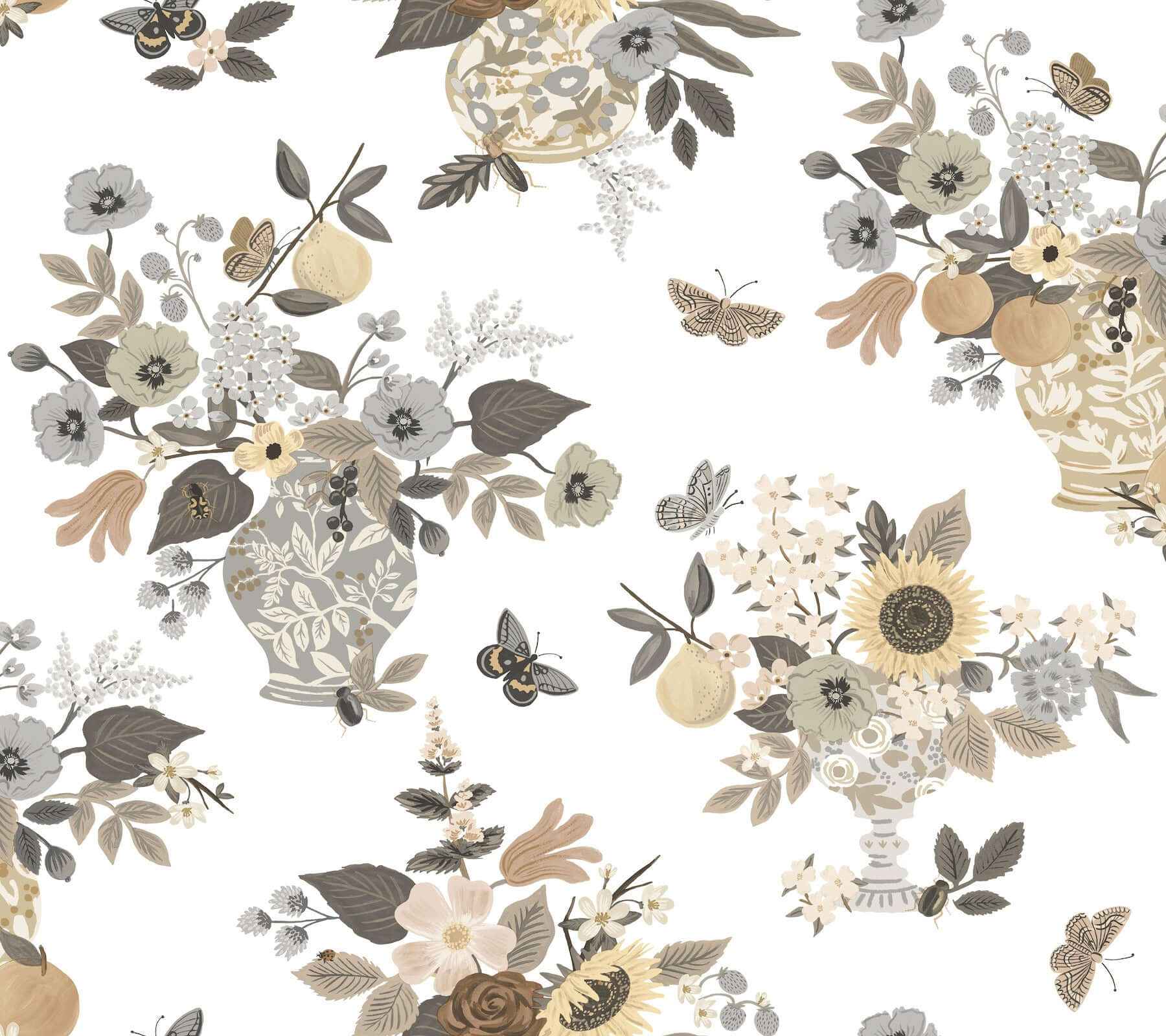Flower Studies Linen Wallpaper - York Wallcoverings - RF7403
