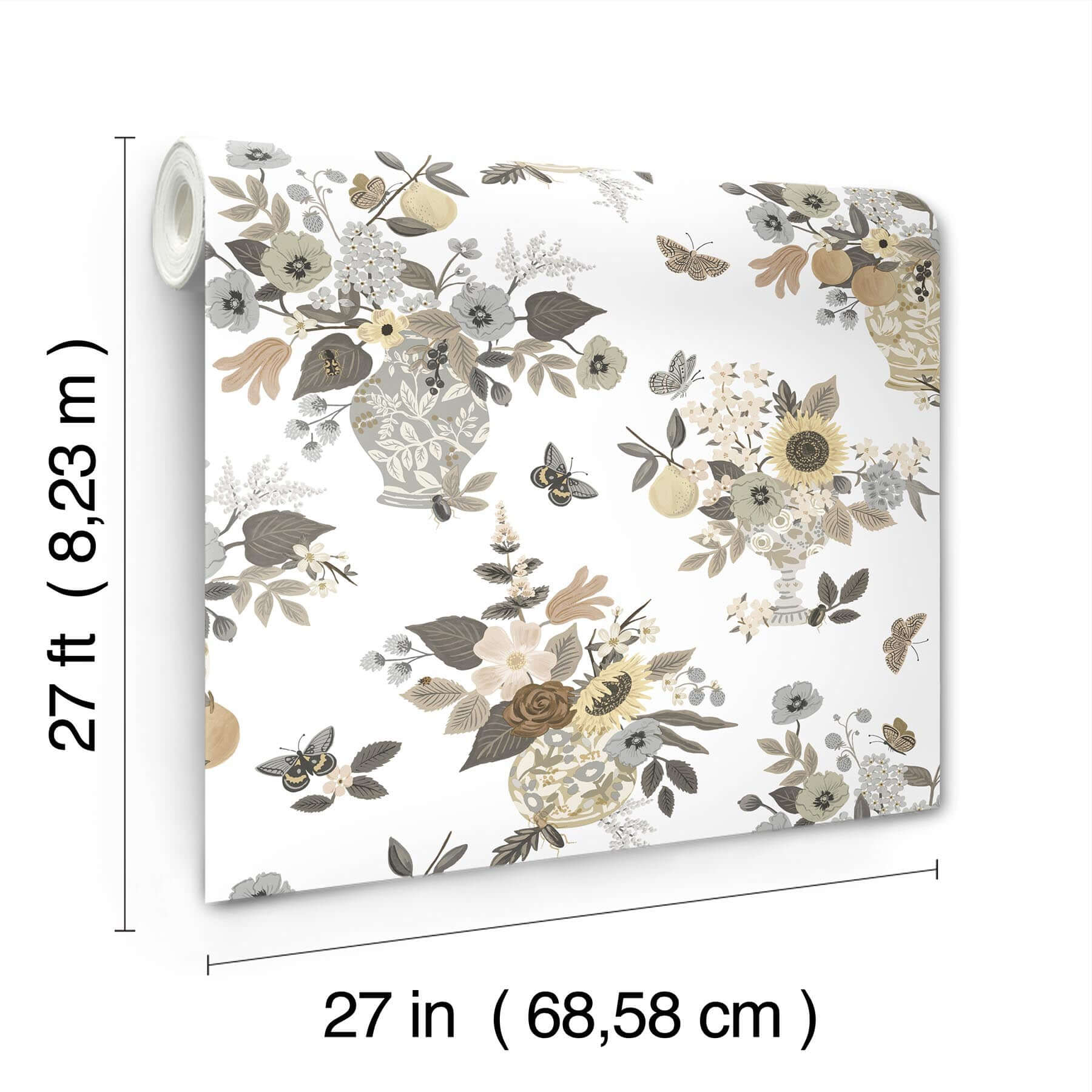 flower-studies-wallpaper-linen-multi-york-wallcoverings-rf7403 - York Wallcoverings Wallpaper