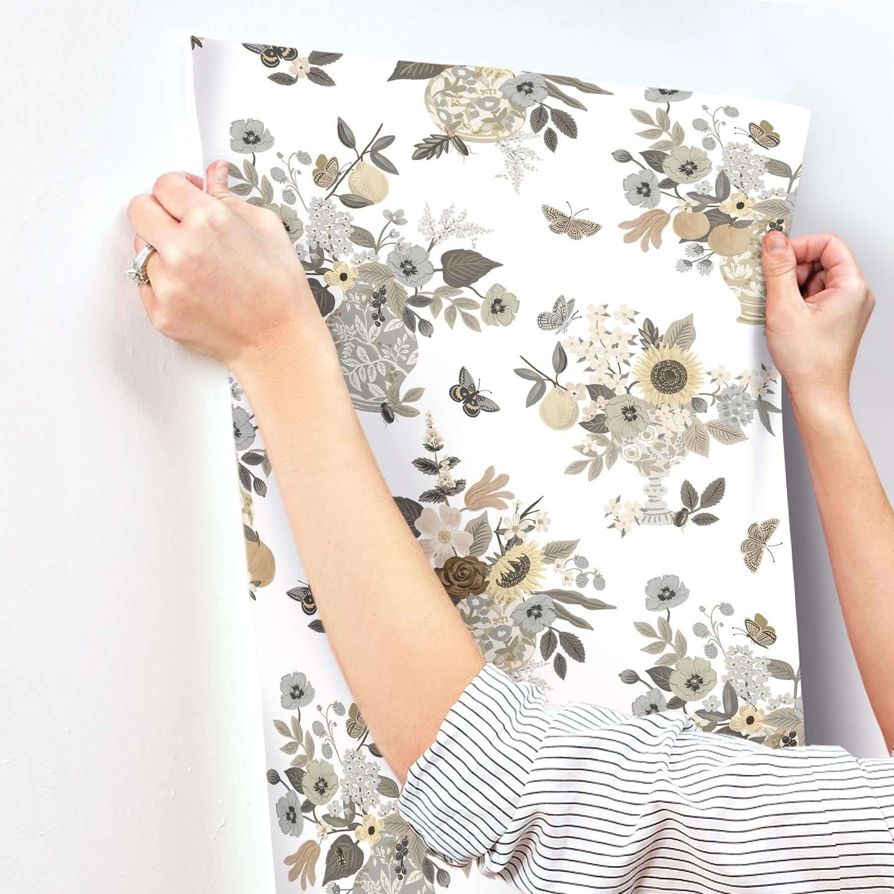 flower-studies-wallpaper-linen-multi-york-wallcoverings-rf7403 - York Wallcoverings Wallpaper