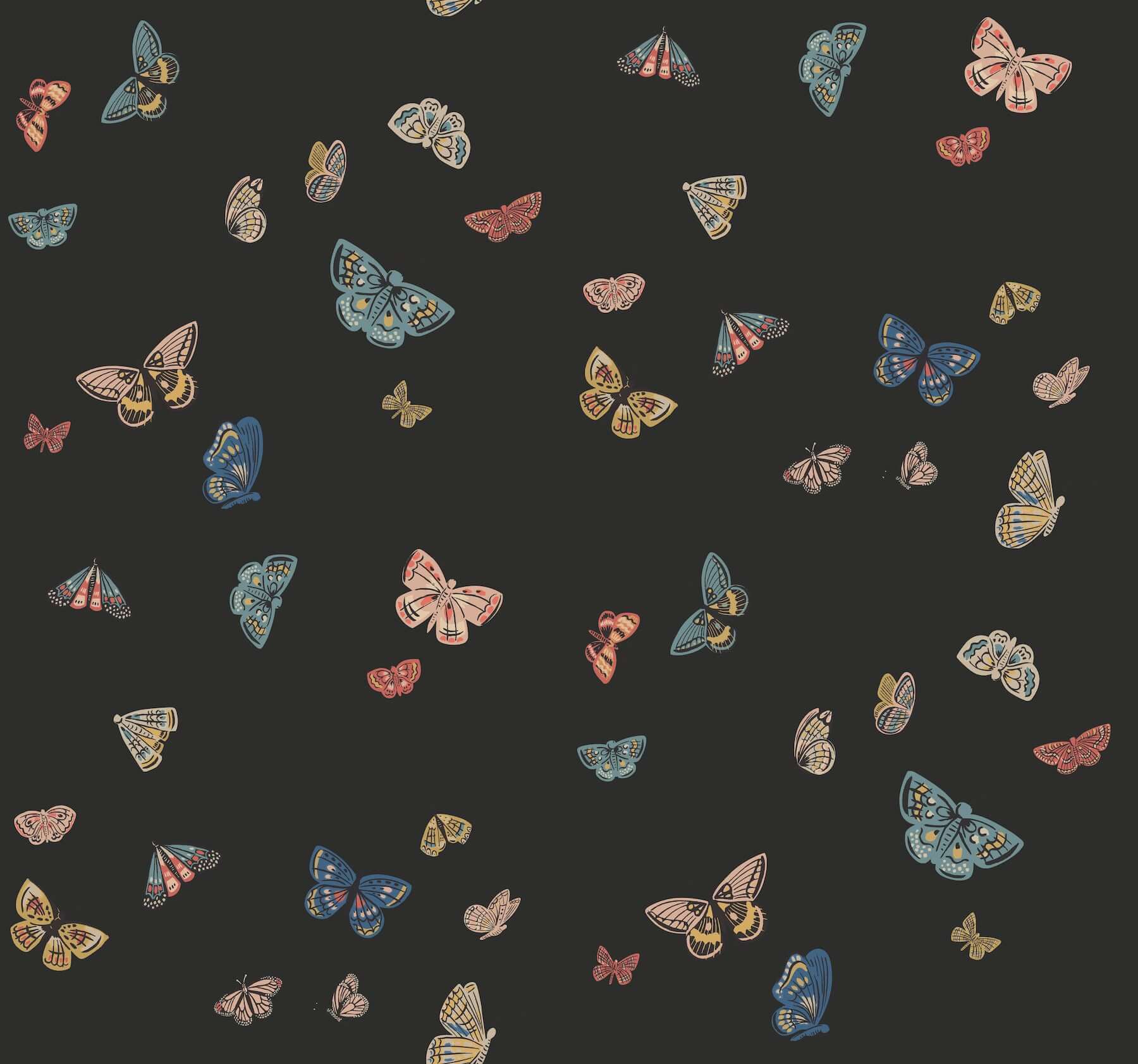 butterfly-house-wallpaper-black-york-wallcoverings-rf7413 - York Wallcoverings Wallpaper