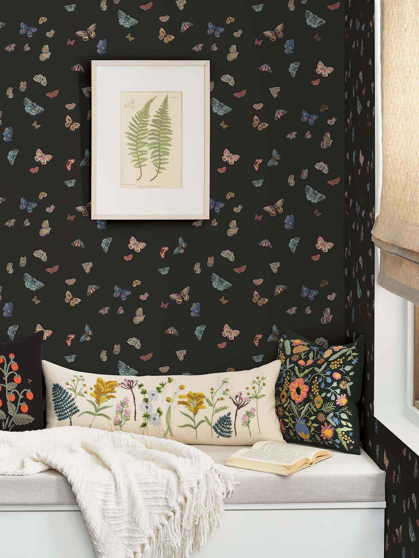 Butterfly House Black Wallpaper - York Wallcoverings - RF7413 - York Wallcoverings Wallpaper