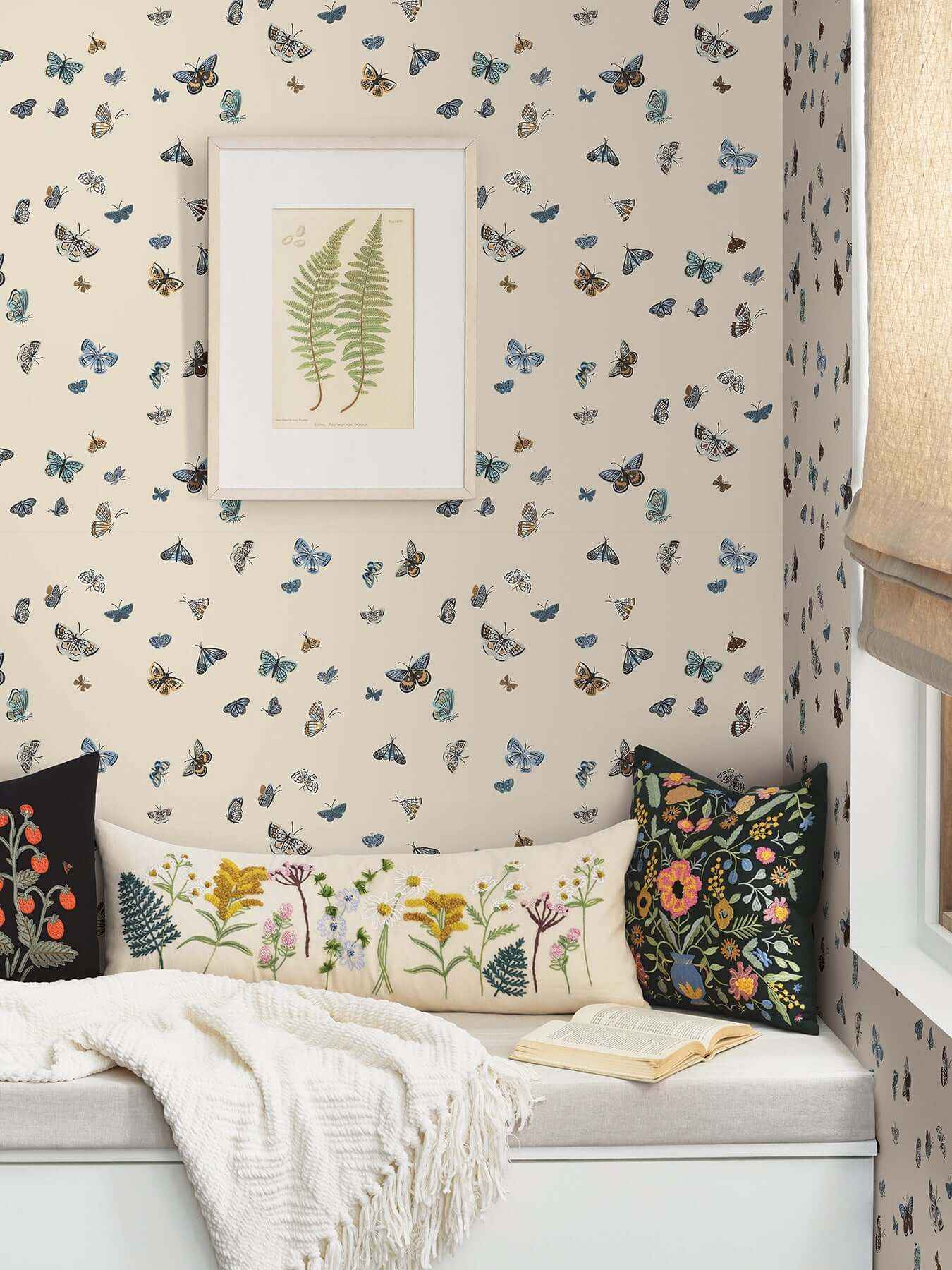 Butterfly House Linen Wallpaper - York Wallcoverings - RF7412 - York Wallcoverings Wallpaper