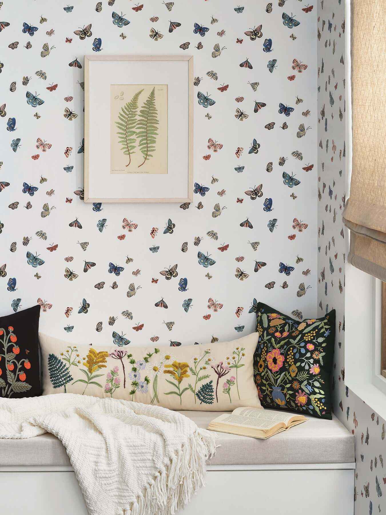 Butterfly House White Wallpaper - York Wallcoverings - RF7411 - York Wallcoverings Wallpaper