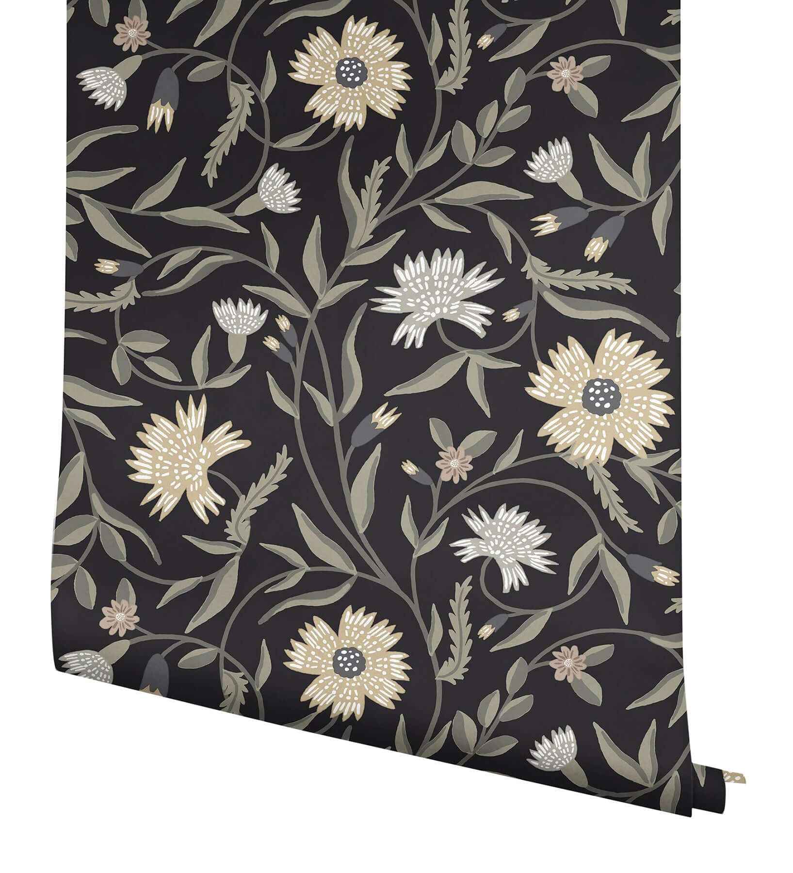 Aster Black Wallpaper - York Wallcoverings - RF7434 - York Wallcoverings Wallpaper