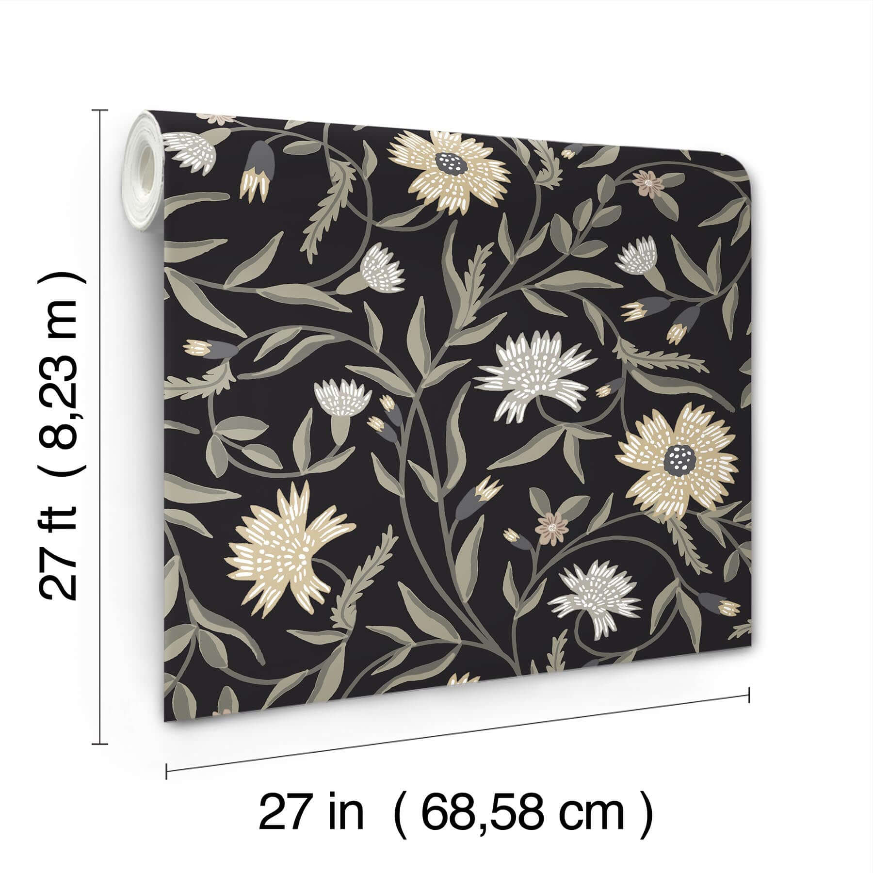 aster-wallpaper-black-york-wallcoverings-rf7434 - York Wallcoverings Wallpaper