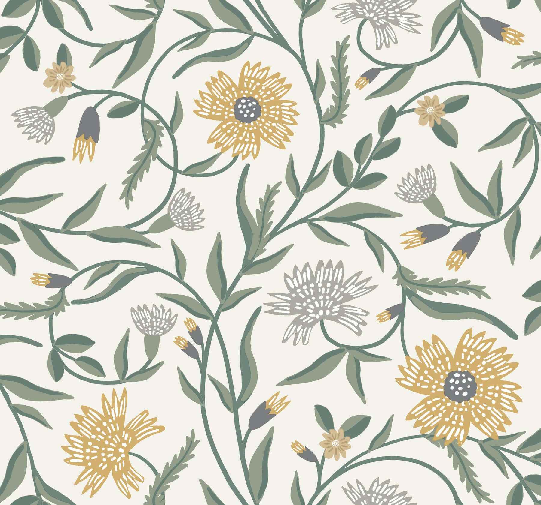 Aster Gold Wallpaper - York Wallcoverings - RF7432 - York Wallcoverings Wallpaper