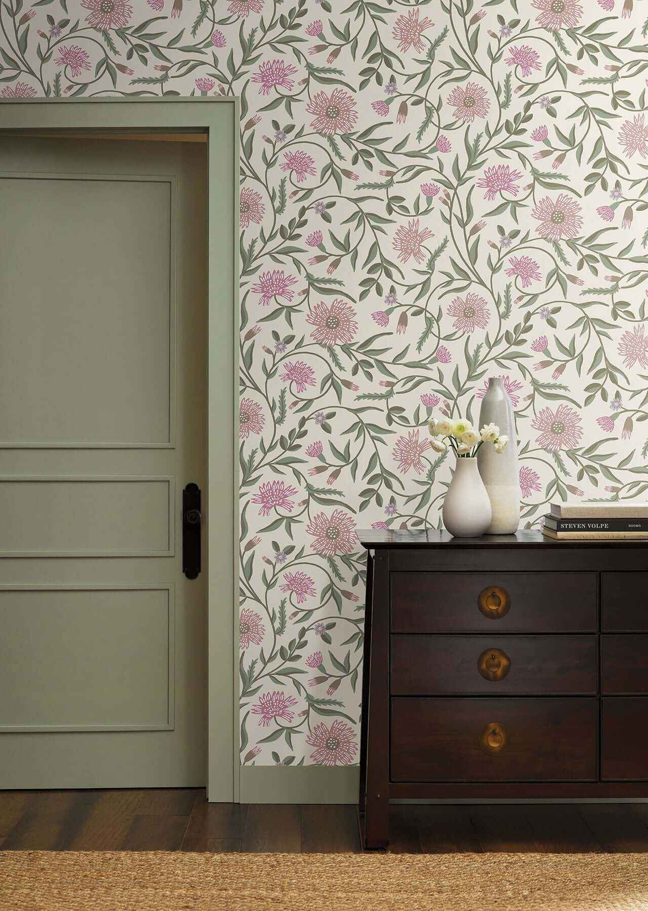 Aster Rose Wallpaper - York Wallcoverings - RF7436 - York Wallcoverings Wallpaper