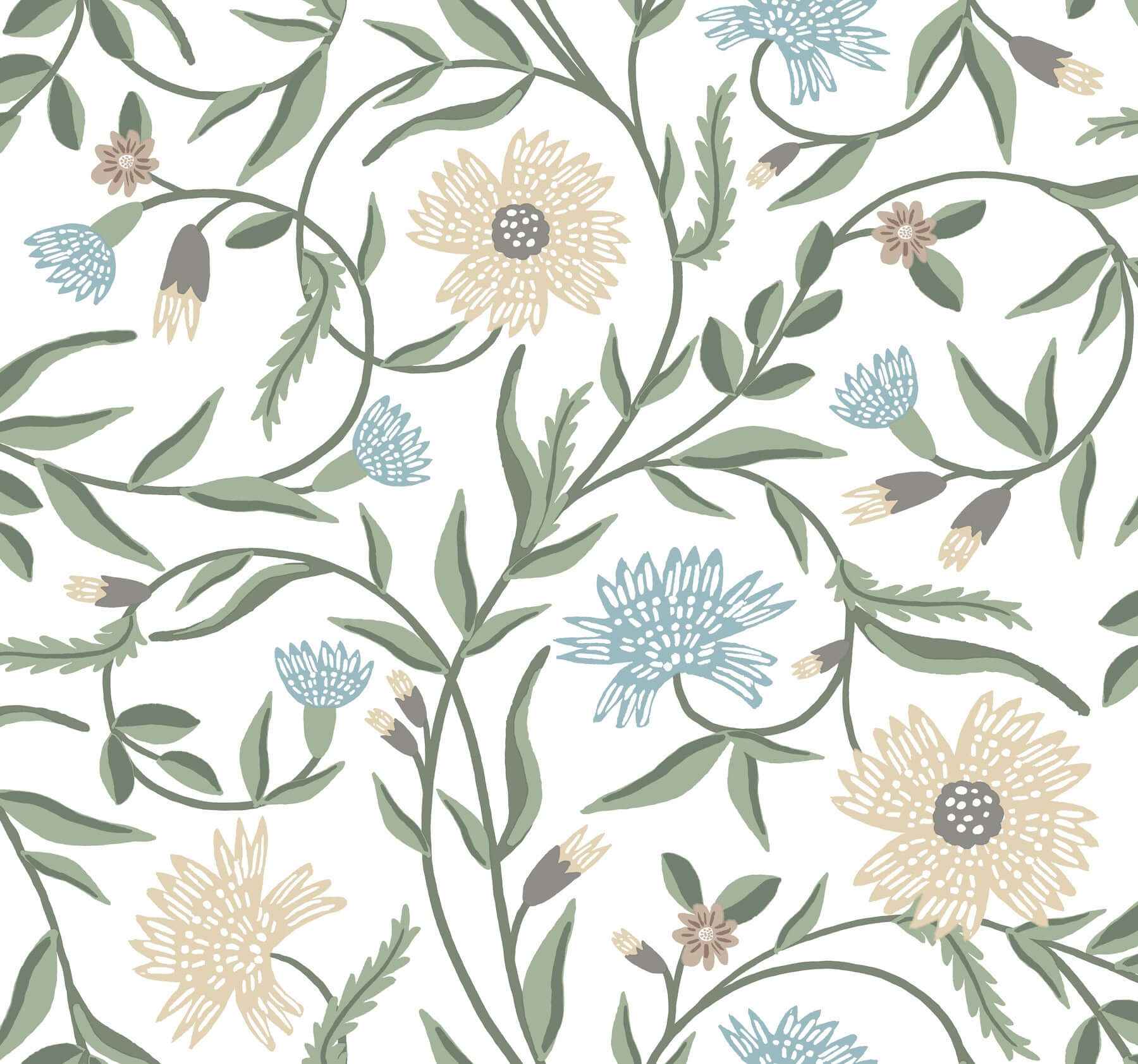 Aster White Wallpaper - York Wallcoverings - RF7431