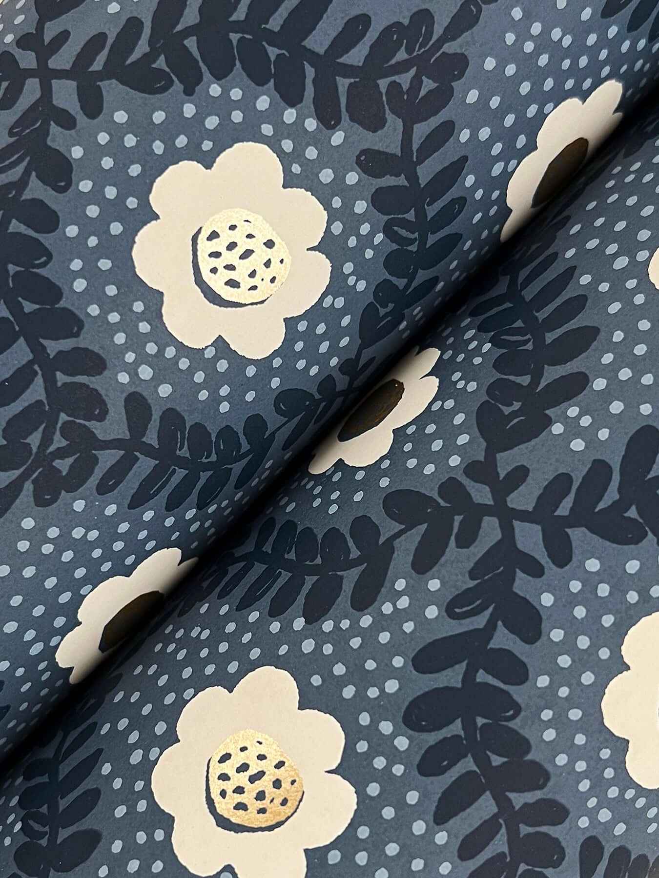 Emma Navy Wallpaper - York Wallcoverings - RF7441 - York Wallcoverings Wallpaper