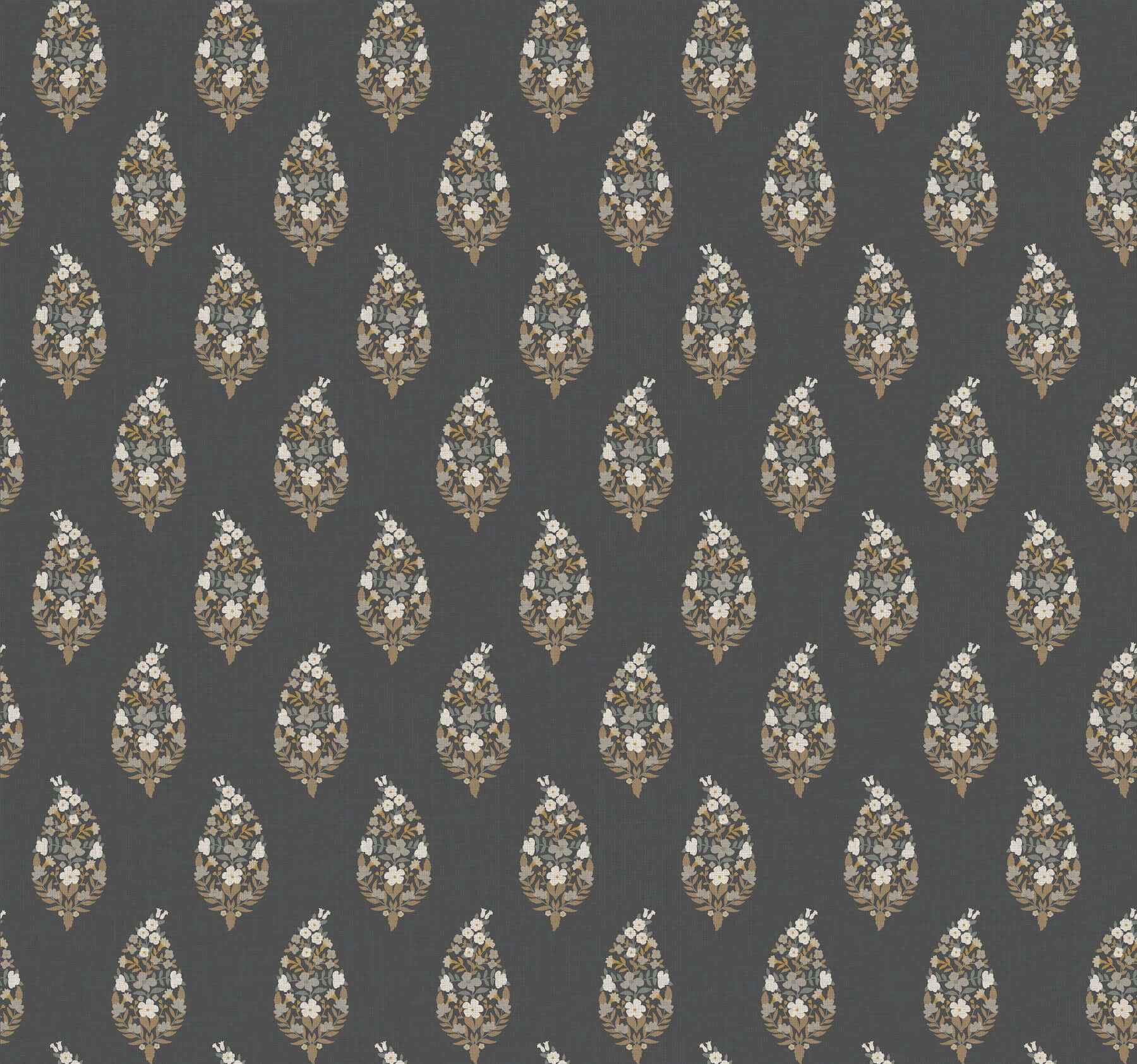 Paisley Black Wallpaper - York Wallcoverings - RF7472