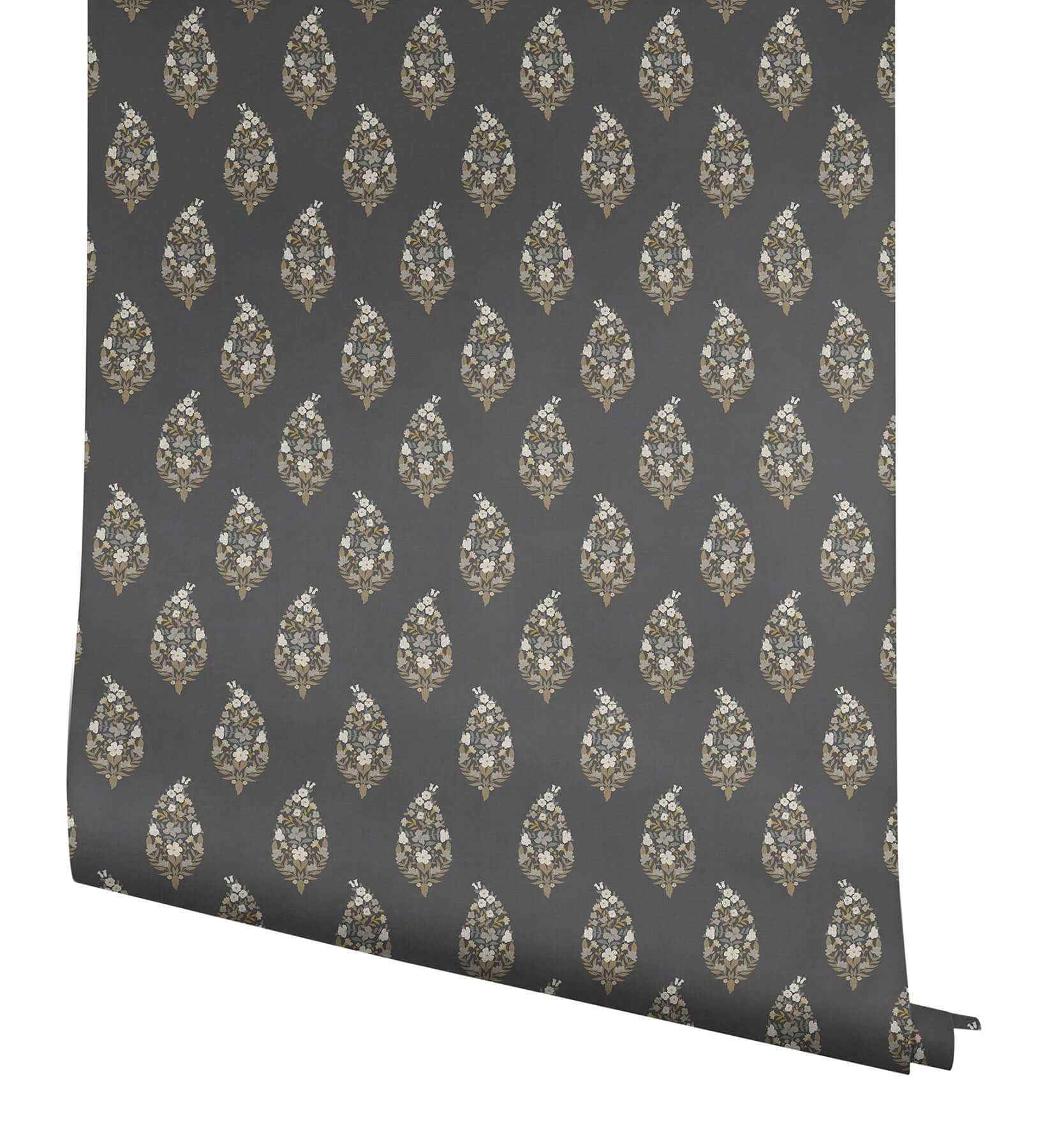 Paisley Black Wallpaper - York Wallcoverings - RF7472 - York Wallcoverings Wallpaper