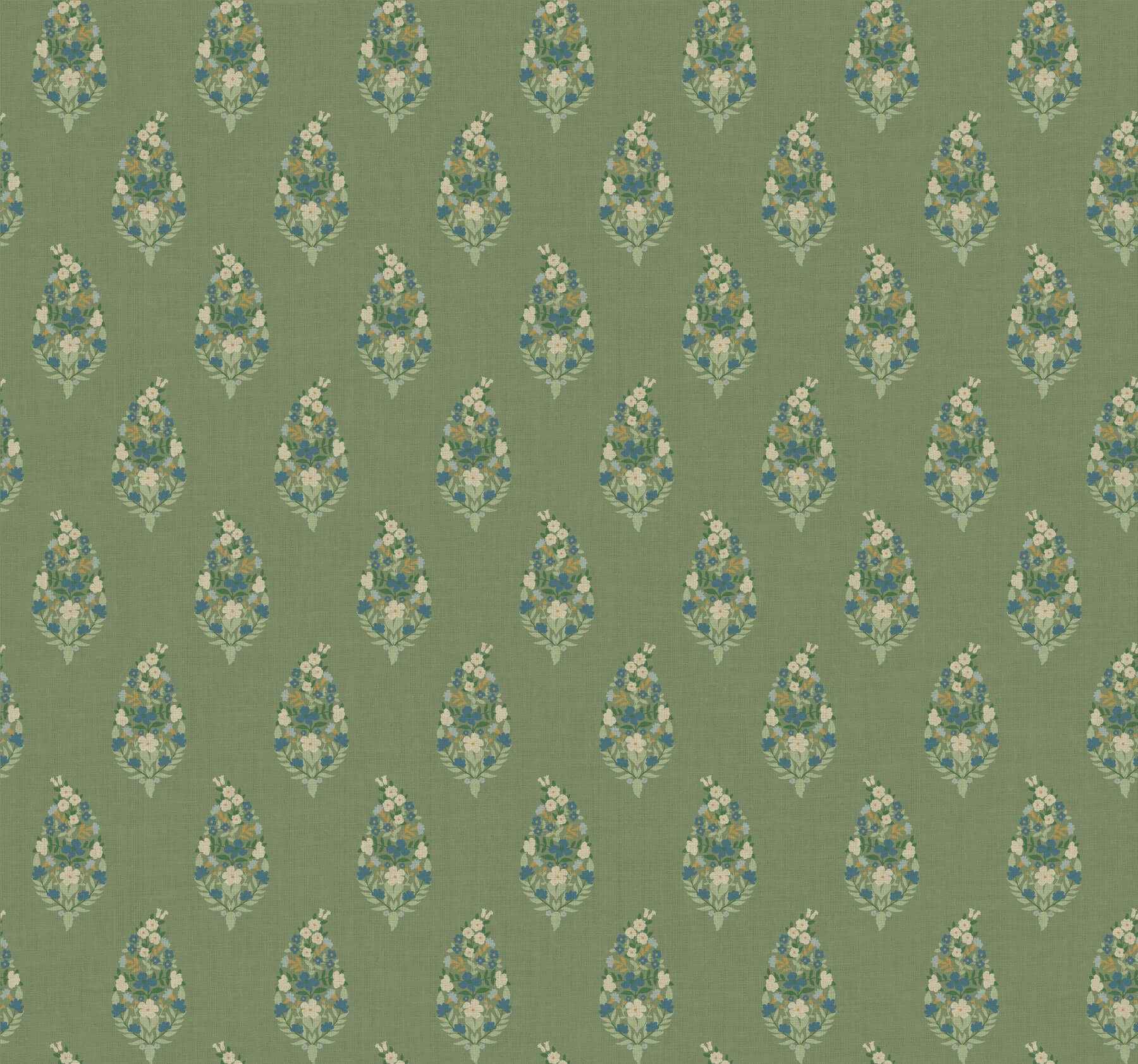 Paisley Green Wallpaper - York Wallcoverings - RF7471