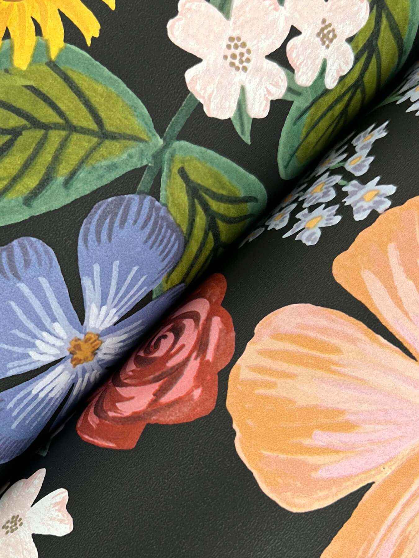 Blossom Black Wallpaper - York Wallcoverings - RF7491 - York Wallcoverings Wallpaper