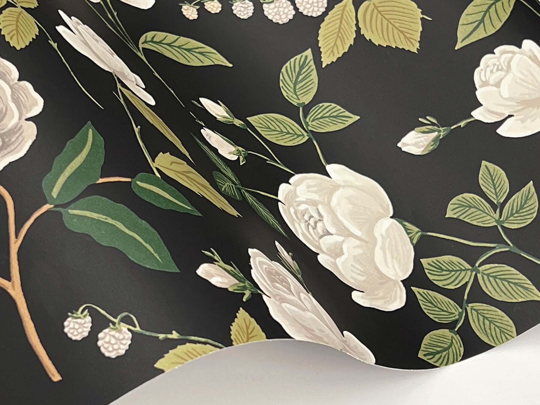 roses-wallpaper-black-york-wallcoverings-rf7542 - York Wallcoverings Wallpaper
