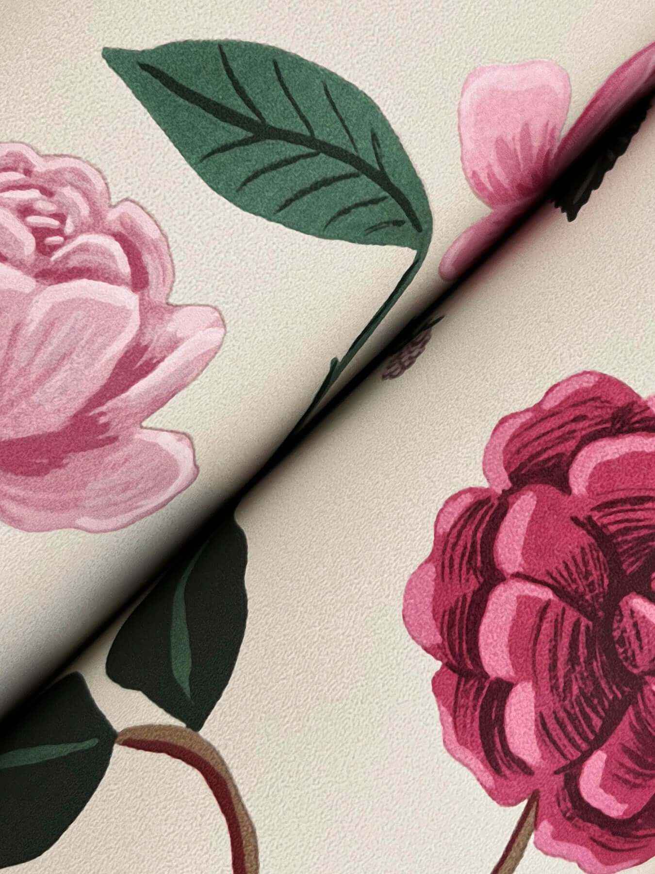 Roses Linen Wallpaper - York Wallcoverings - RF7541 - York Wallcoverings Wallpaper