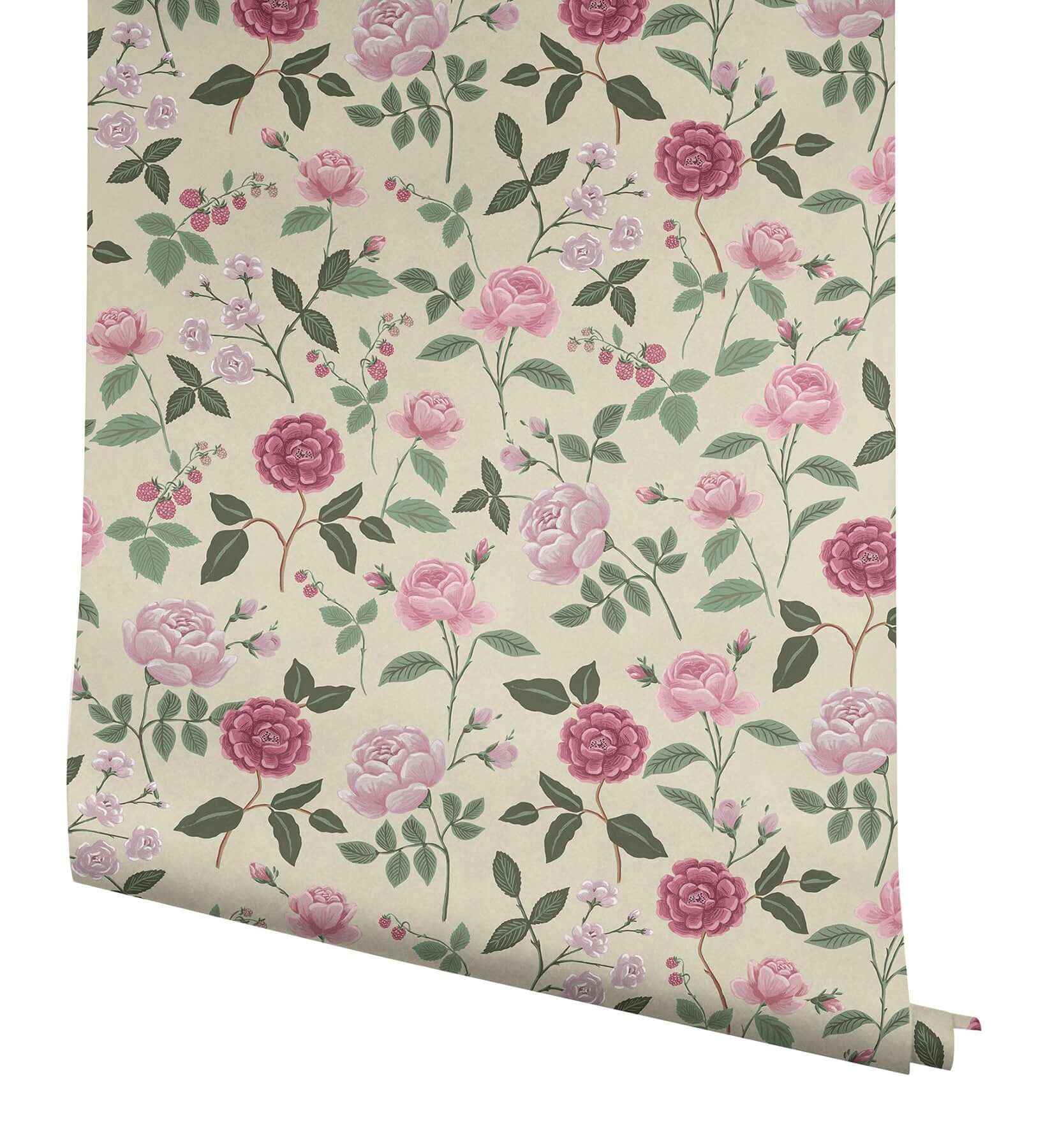 Roses Linen Wallpaper - York Wallcoverings - RF7541 - York Wallcoverings Wallpaper