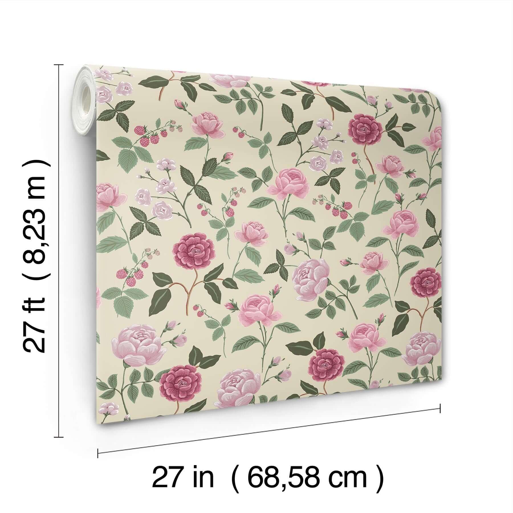 roses-wallpaper-linen-york-wallcoverings-rf7541 - York Wallcoverings Wallpaper